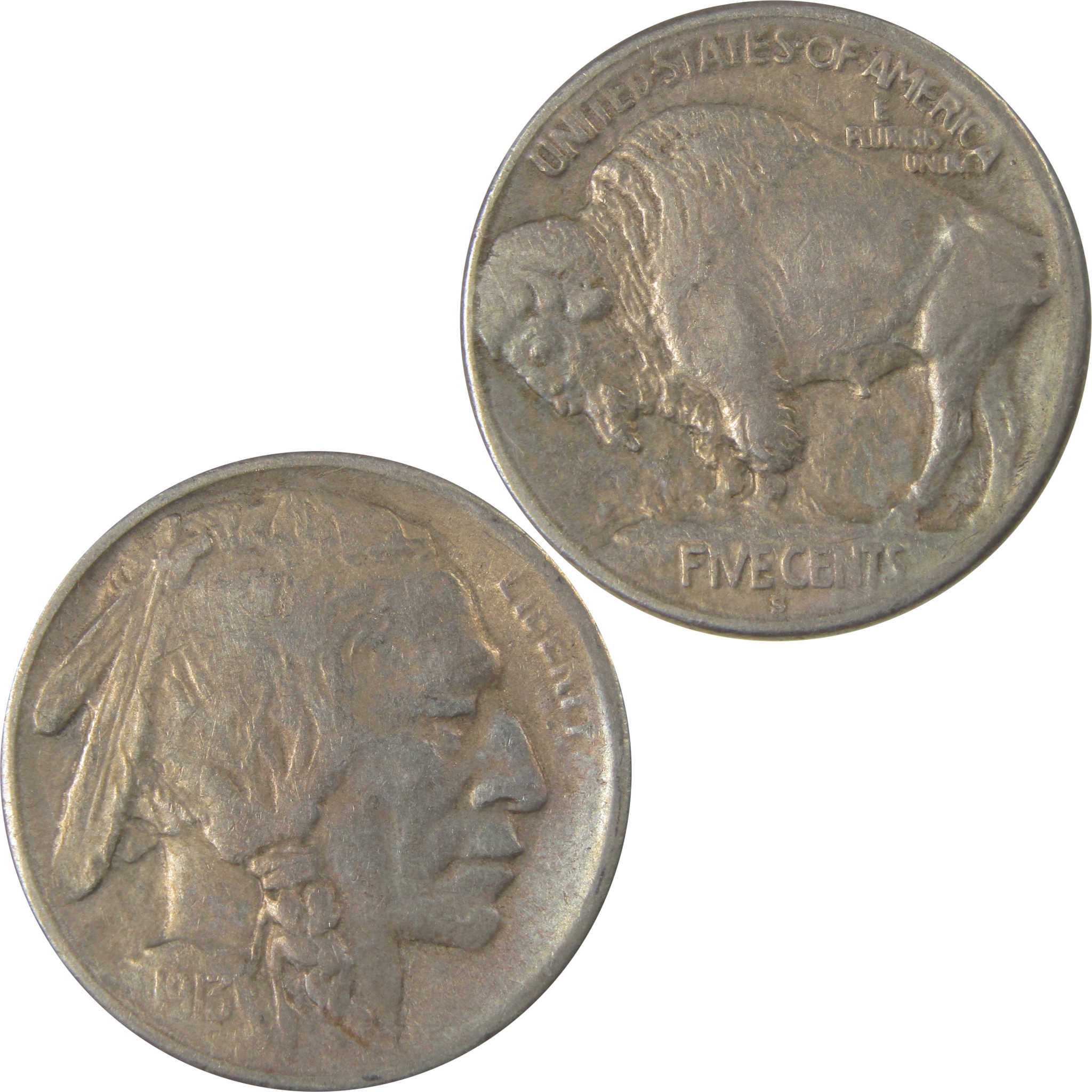 1913 S Type 1 Indian Head Buffalo Nickel VF Very Fine SKU:I22849