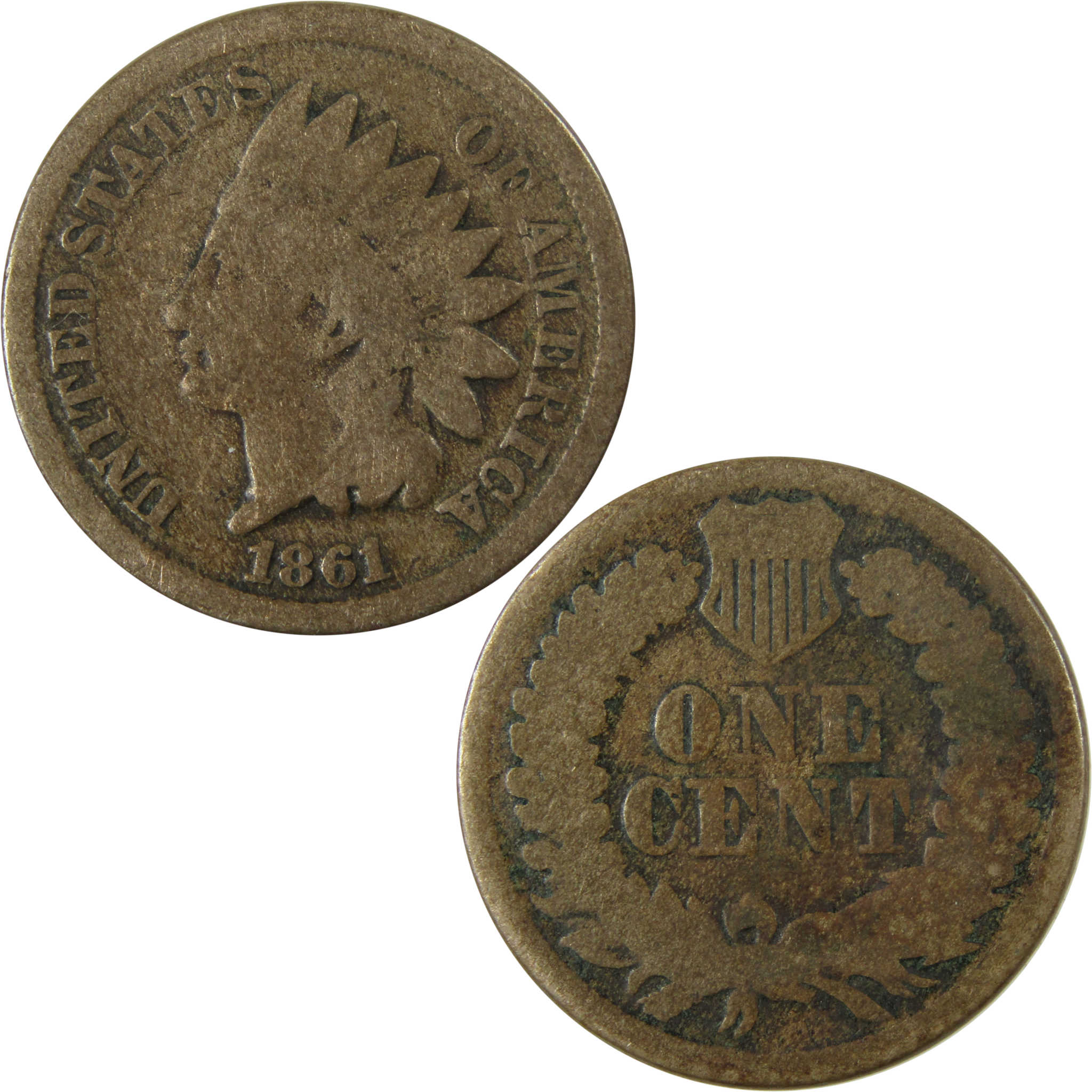 1861 Indian Head Cent G Good Details Penny 1c Coin SKU:CP1177
