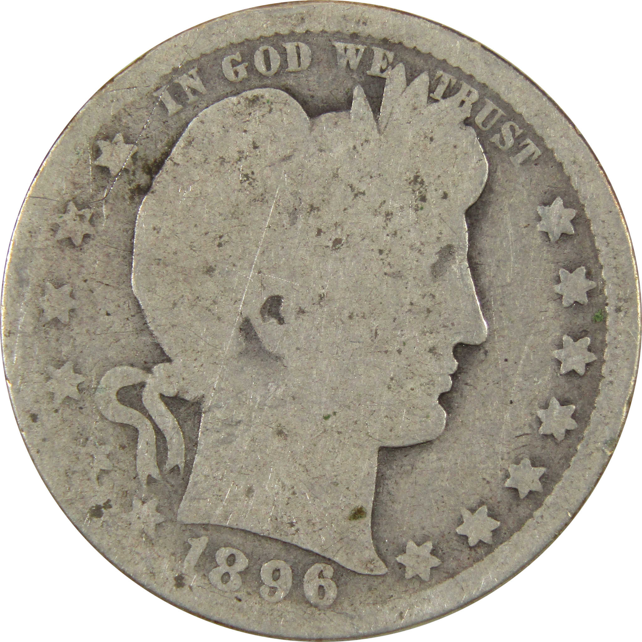 1896 O Barber Quarter AG About Good Silver 25c Coin SKU:I10946