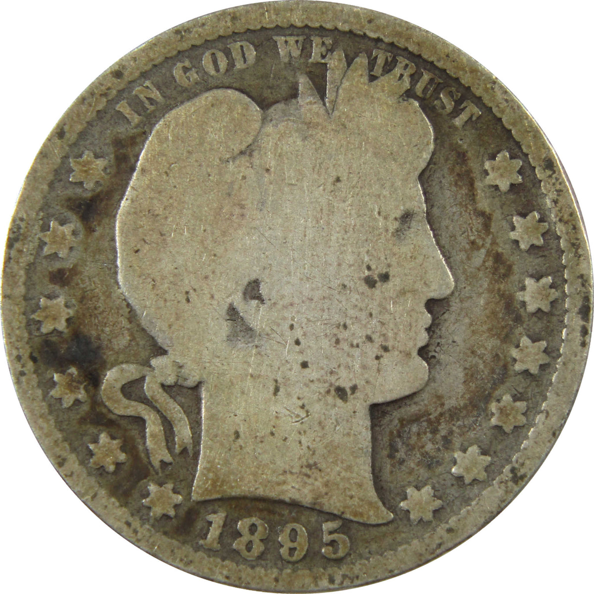 1895 Barber Silver Quarter G Good 25c Coin Collectible SKU:I28610