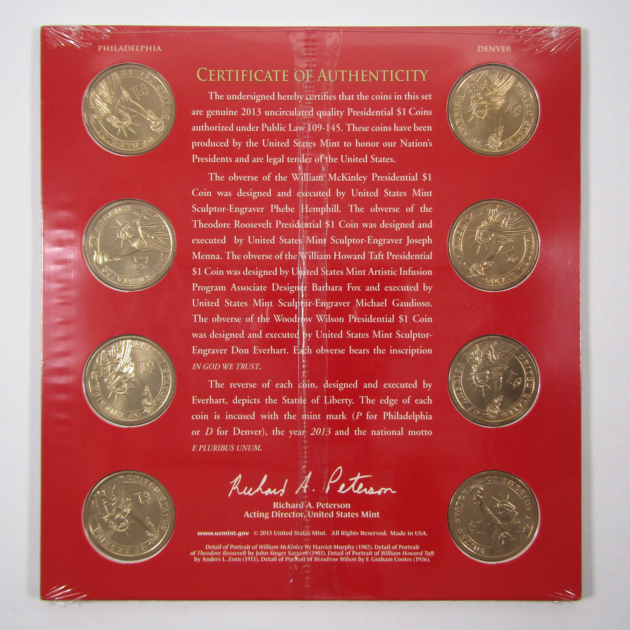 2013 P&D Presidential Dollar $1 Coin Uncirculated Set OGP SKU:CPC3630