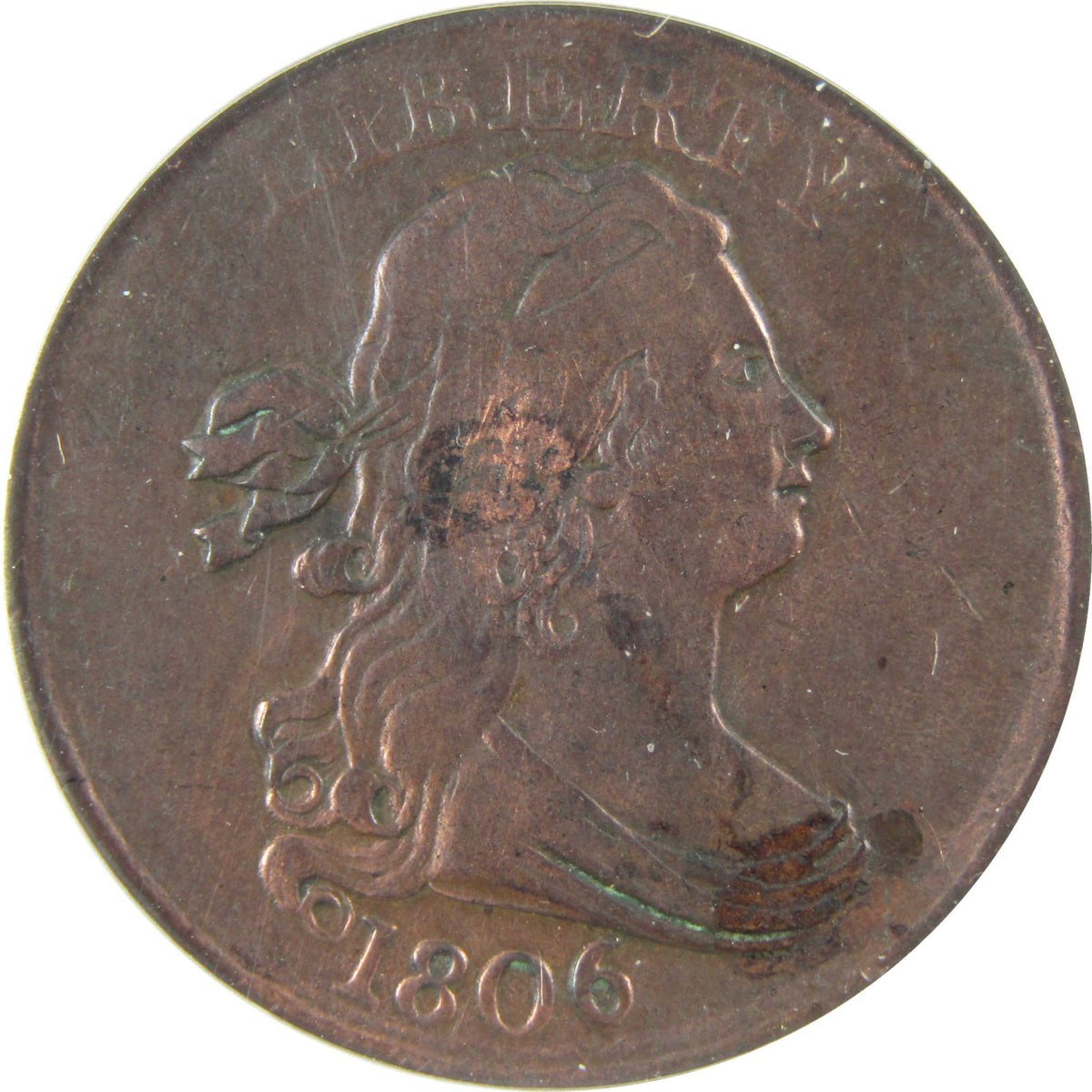 1806 Small 6 No Stems Draped Bust 1/2c VF 35 Details ANACS SKU:I28586