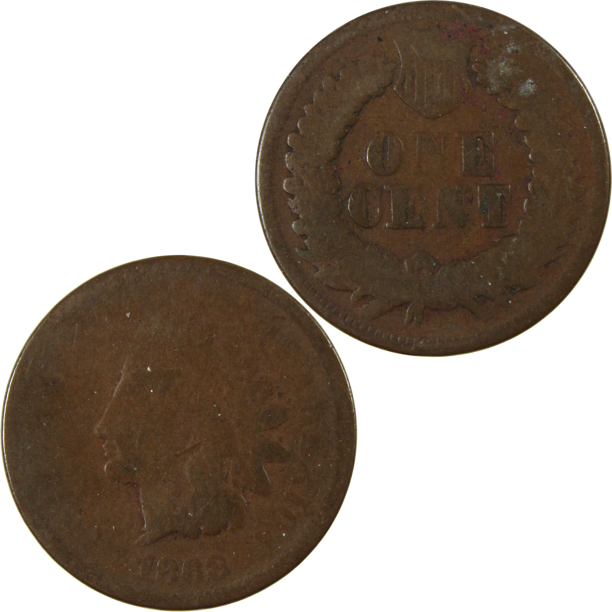 1868 Indian Head Cent AG About Good Penny 1c Coin SKU:I26018