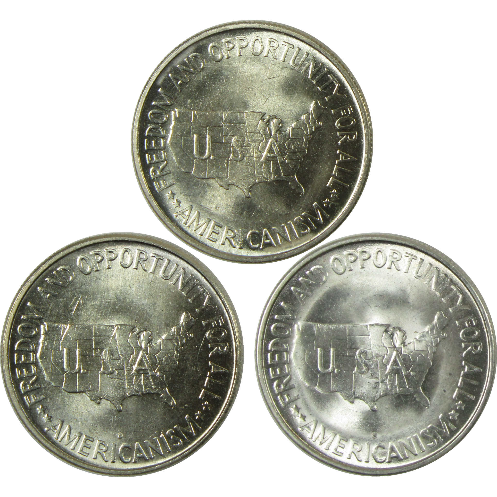 1953 PDS Washington-Carver 50c 3 Coin All-Mint Set BU Choice Unc