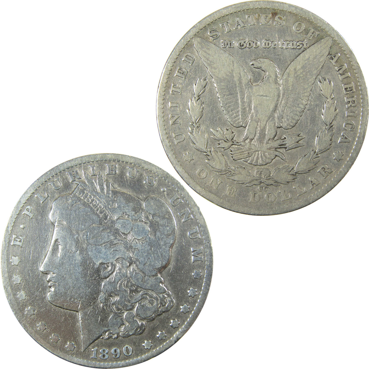 1890 CC Morgan Silver Dollar VG Very Good Details $1 Coin SKU:CP1723 - Morgan coin - Morgan silver dollar - Morgan silver dollar for sale - Profile Coins &amp; Collectibles