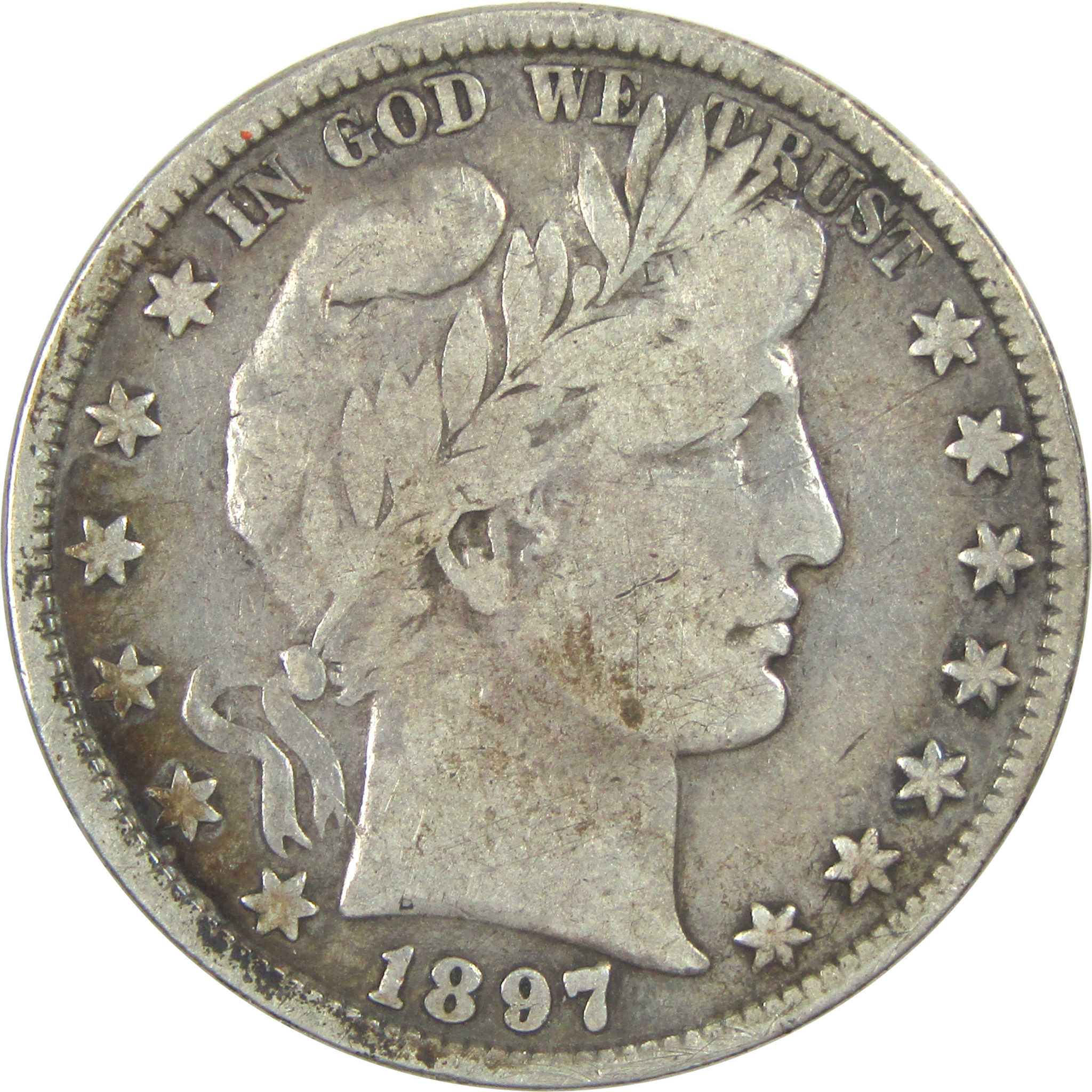 1897 Barber Half Dollar VG Very Good Silver 50c Coin SKU:I15568