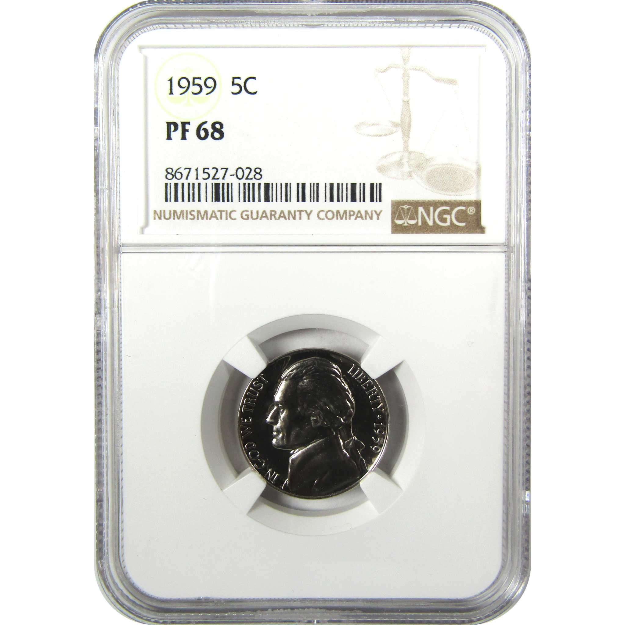 1959 Jefferson Nickel PF 68 NGC Proof 5c Coin Collectible SKU:I27322