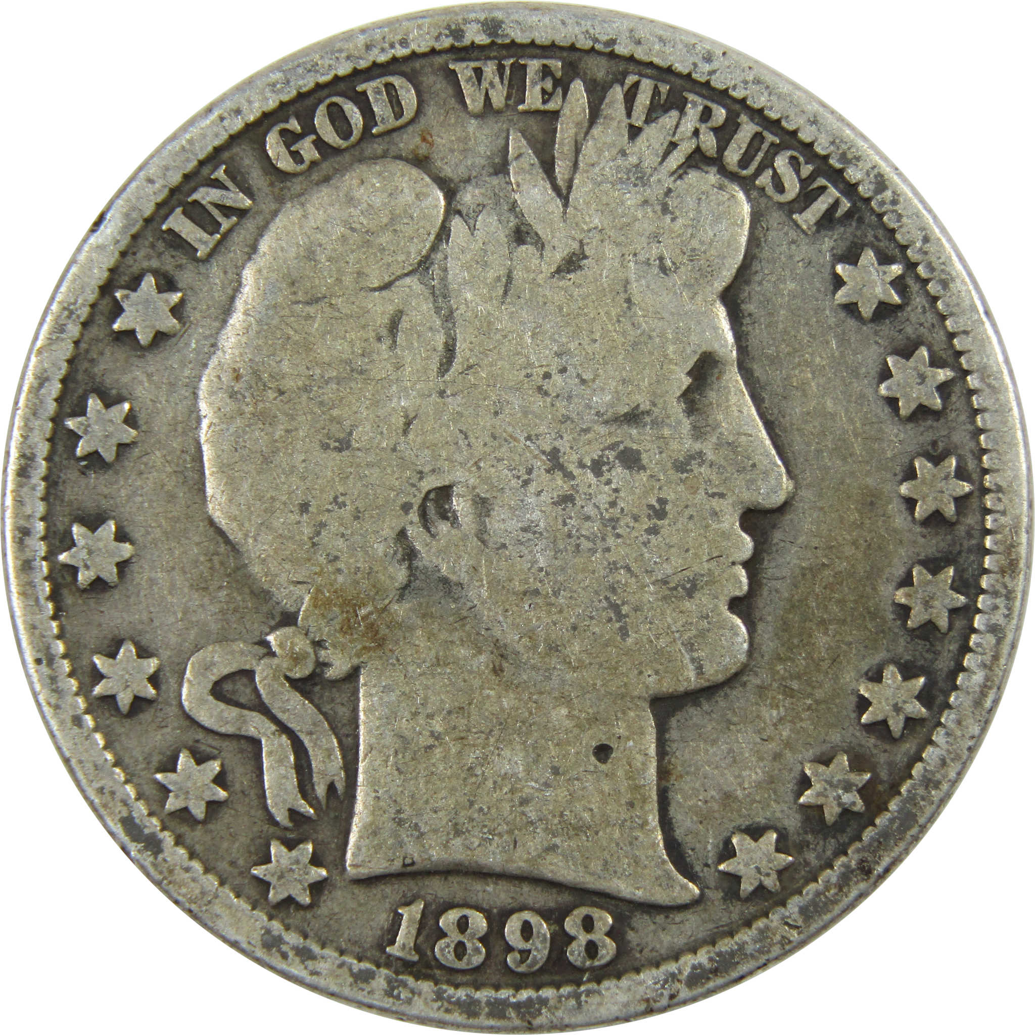 1898 Barber Half Dollar G Good Silver 50c Coin SKU:I12500