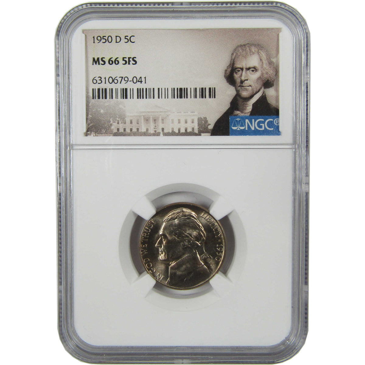 1950 D Jefferson Nickel MS 66 5FS NGC Uncirculated 5c Coin Collectible