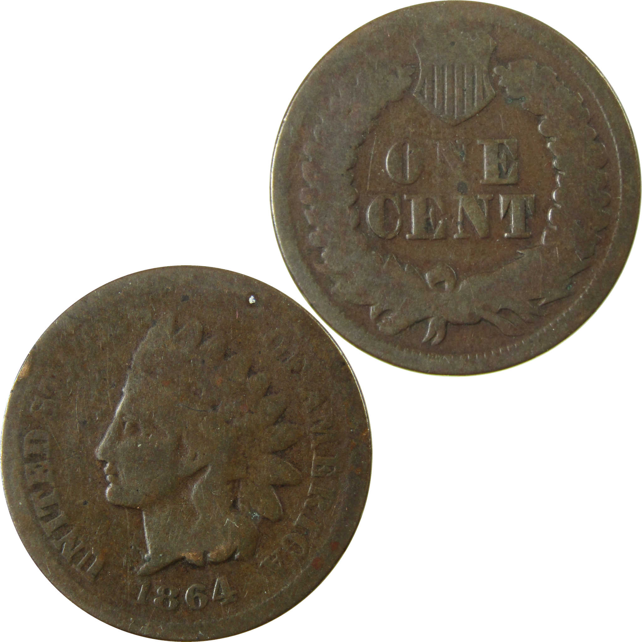 1864 L Indian Head Cent Bronze AG About Good Penny 1c Coin SKU:I28318