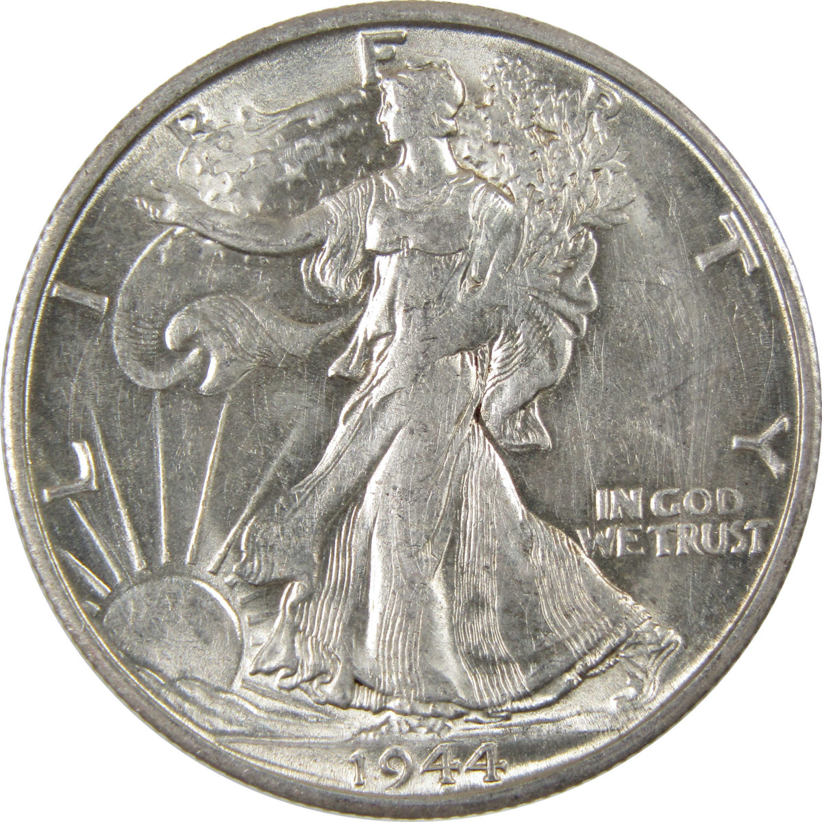 1944 S Liberty Walking Silver 50c Borderline Uncirculated SKU:I28667