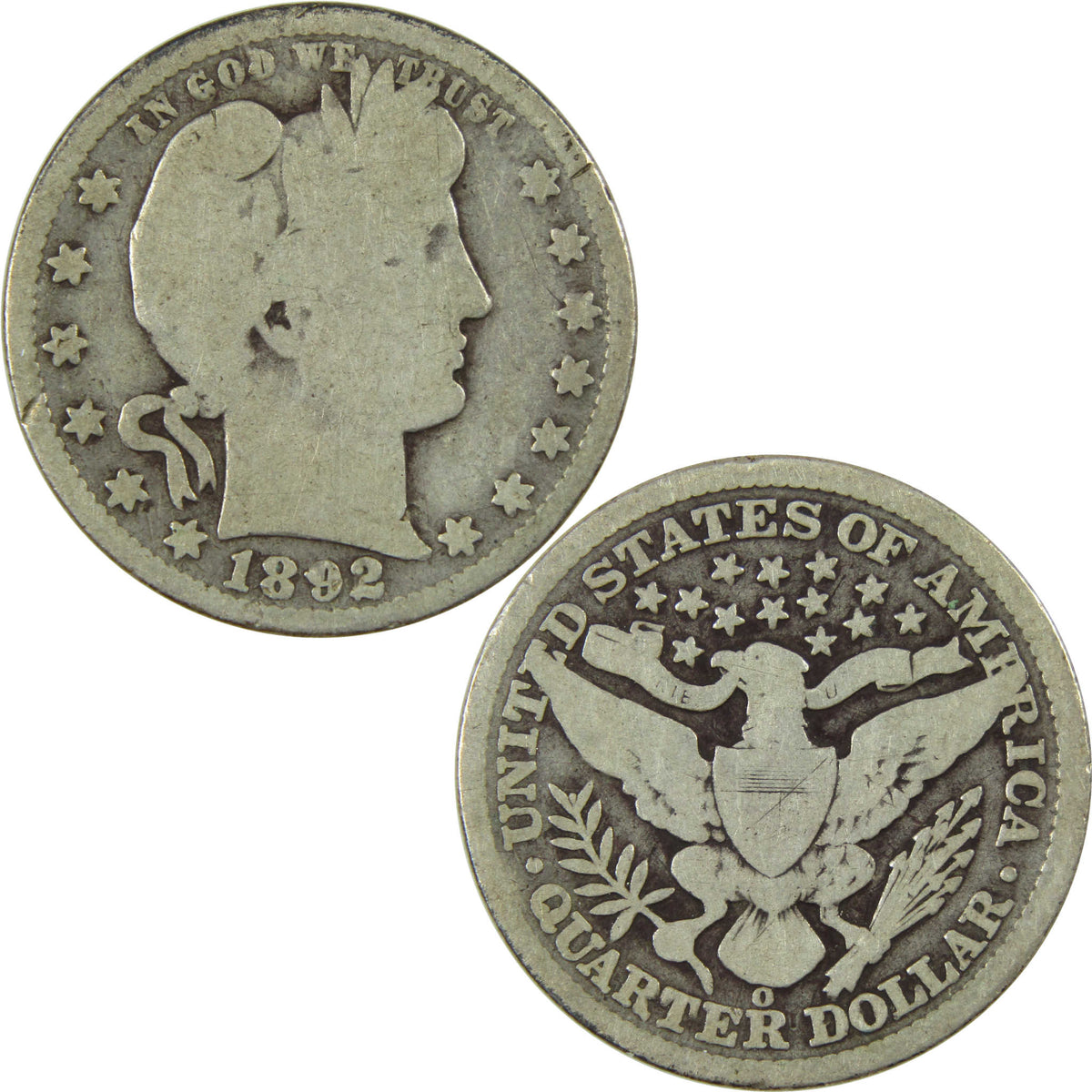 1892 O Barber Silver Quarter G Good 25c Coin Collectible SKU:I28611