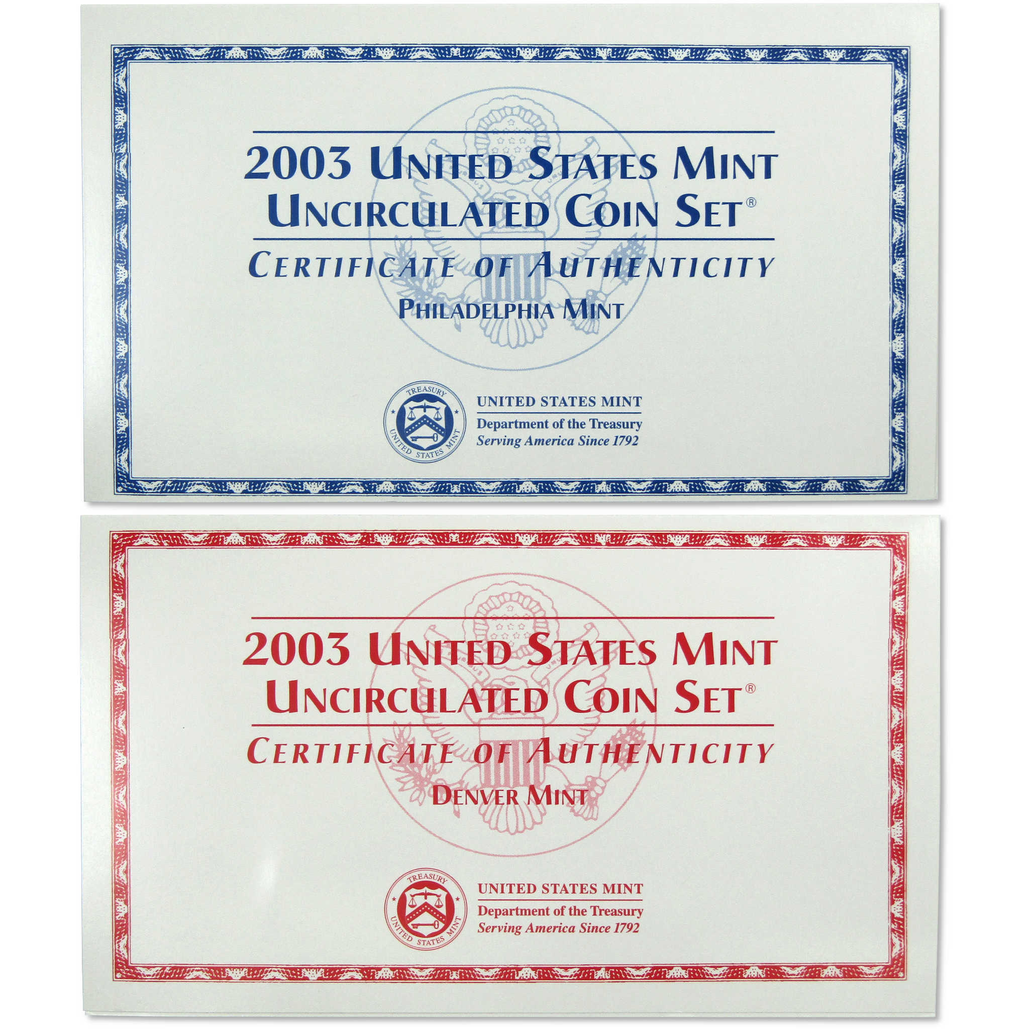 2003 Uncirculated Coin Set U.S Mint Government Packaging OGP COA