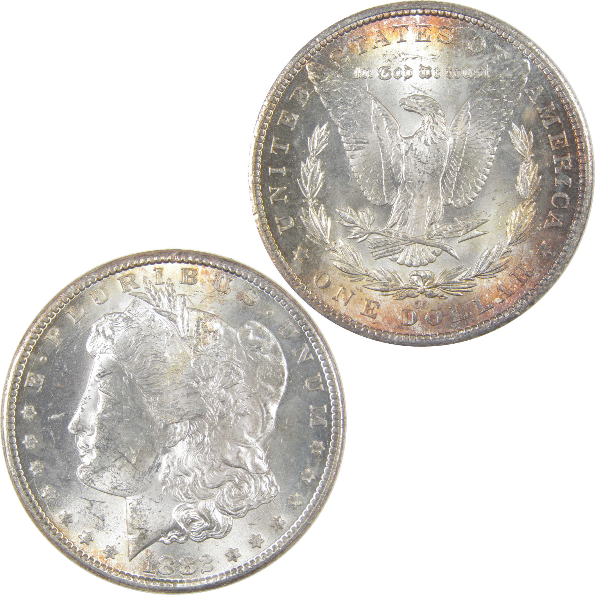 1882 CC Morgan Dollar Uncirculated Silver $1 Coin Toned SKU:I16956