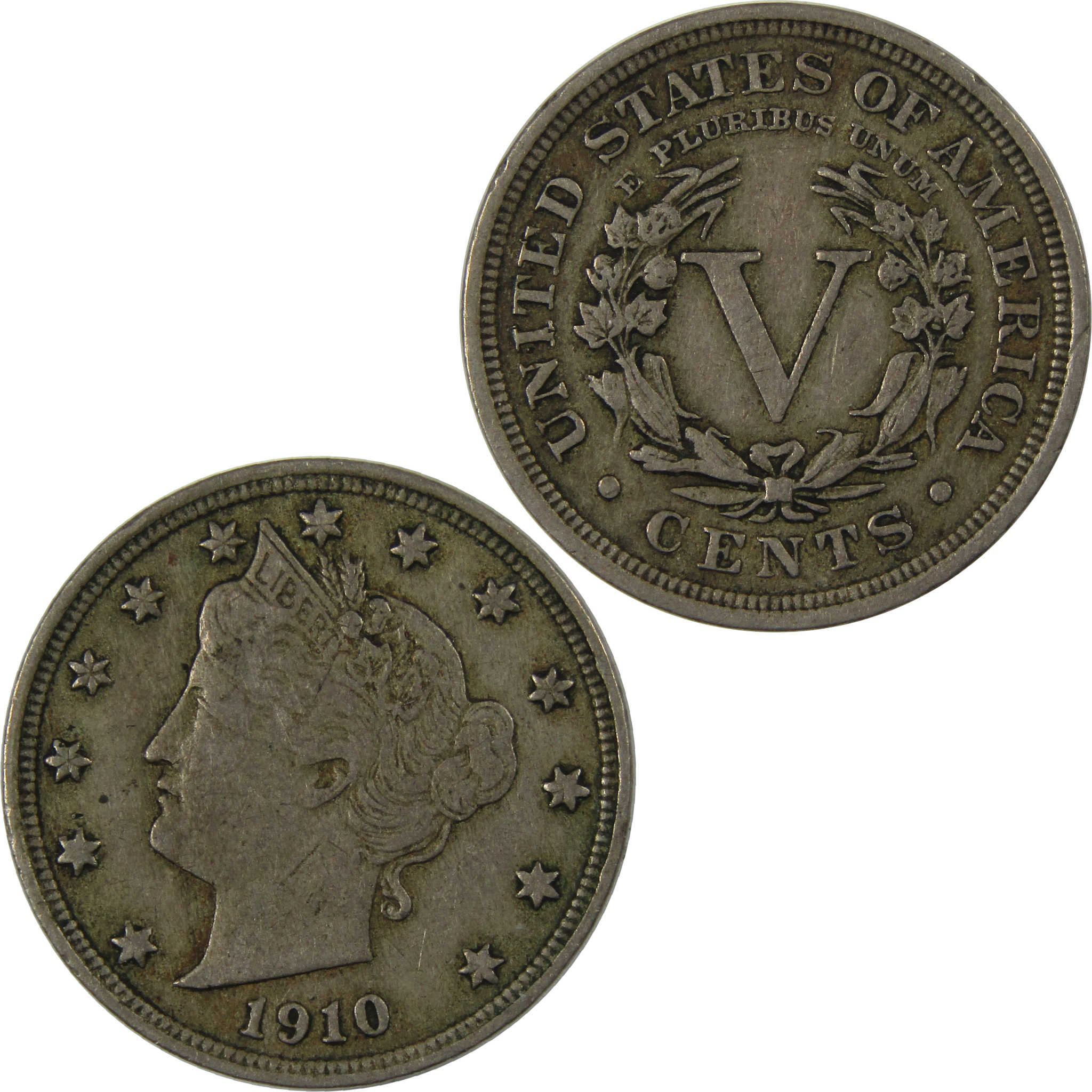 1910 Liberty Head V Nickel XF EF Extremely Fine 5c Coin SKU:I23466