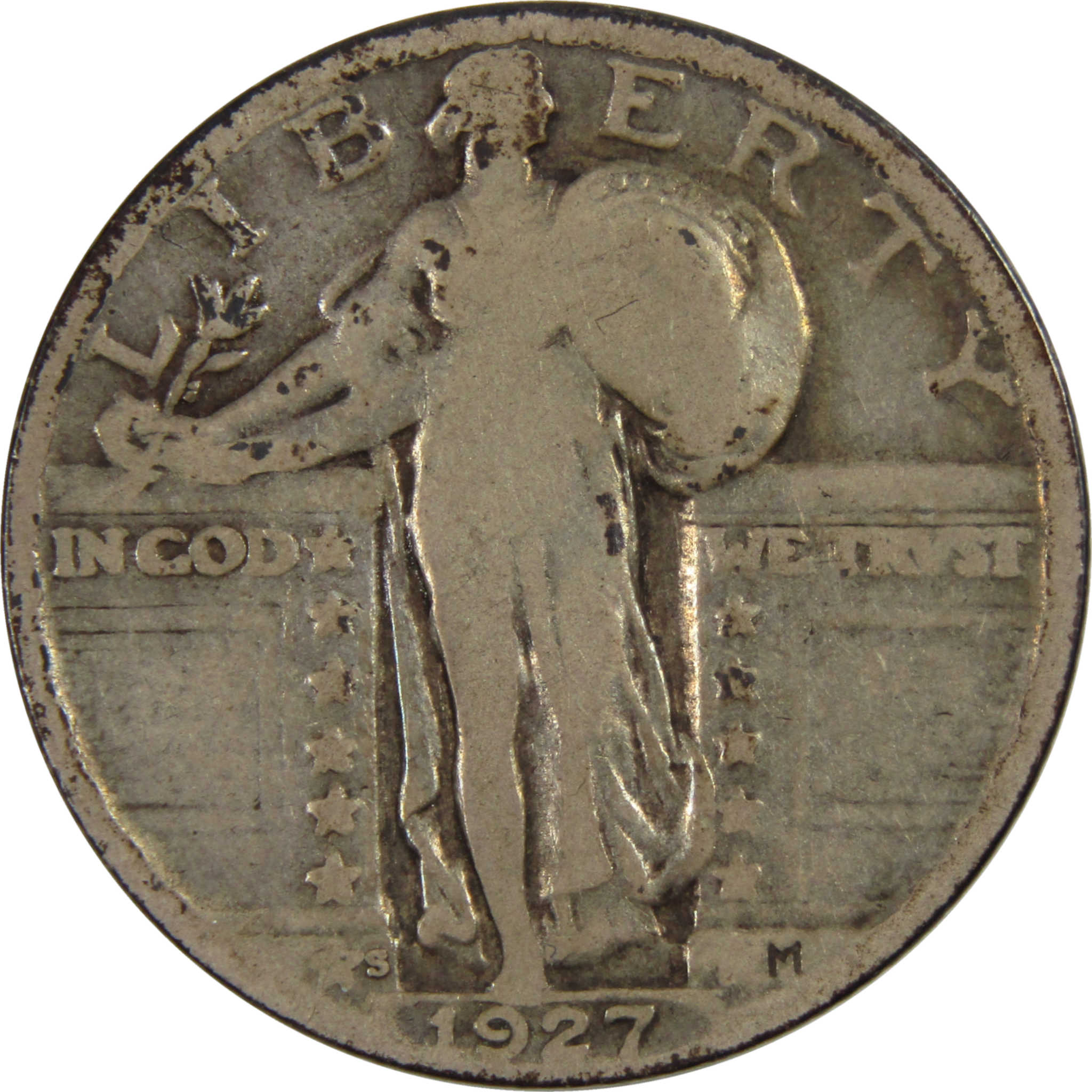 1927 S Standing Liberty Quarter VG Very Good 90% Silver 25c Coin SKU:I8144