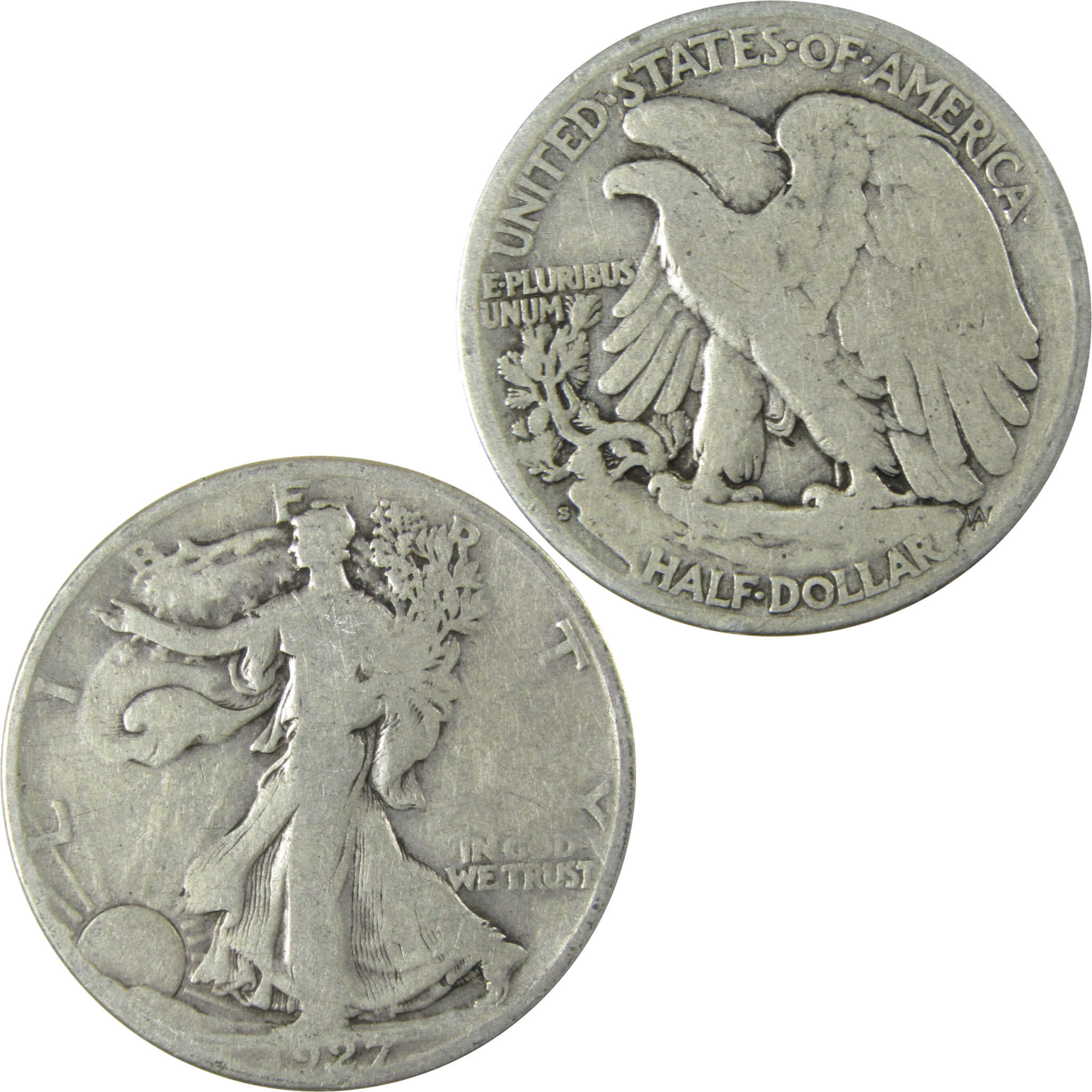 1927 S Liberty Walking Silver Half Dollar AG About Good SKU:CP514