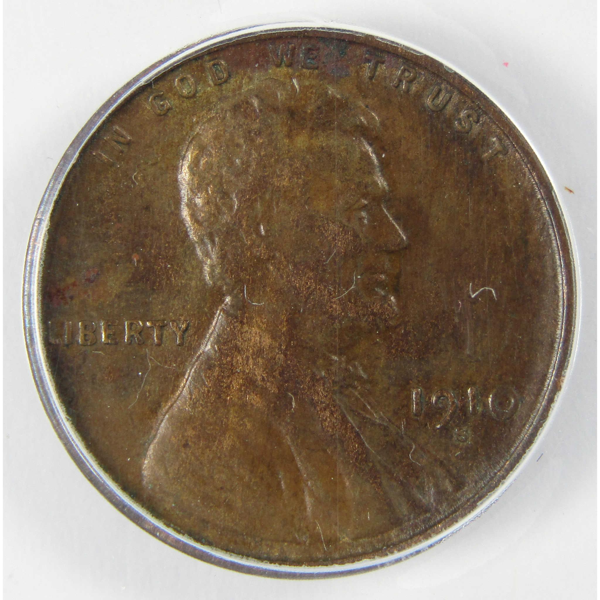 1910 S Lincoln Wheat Cent EF 40 ANACS Penny 1c Coin SKU:CP631