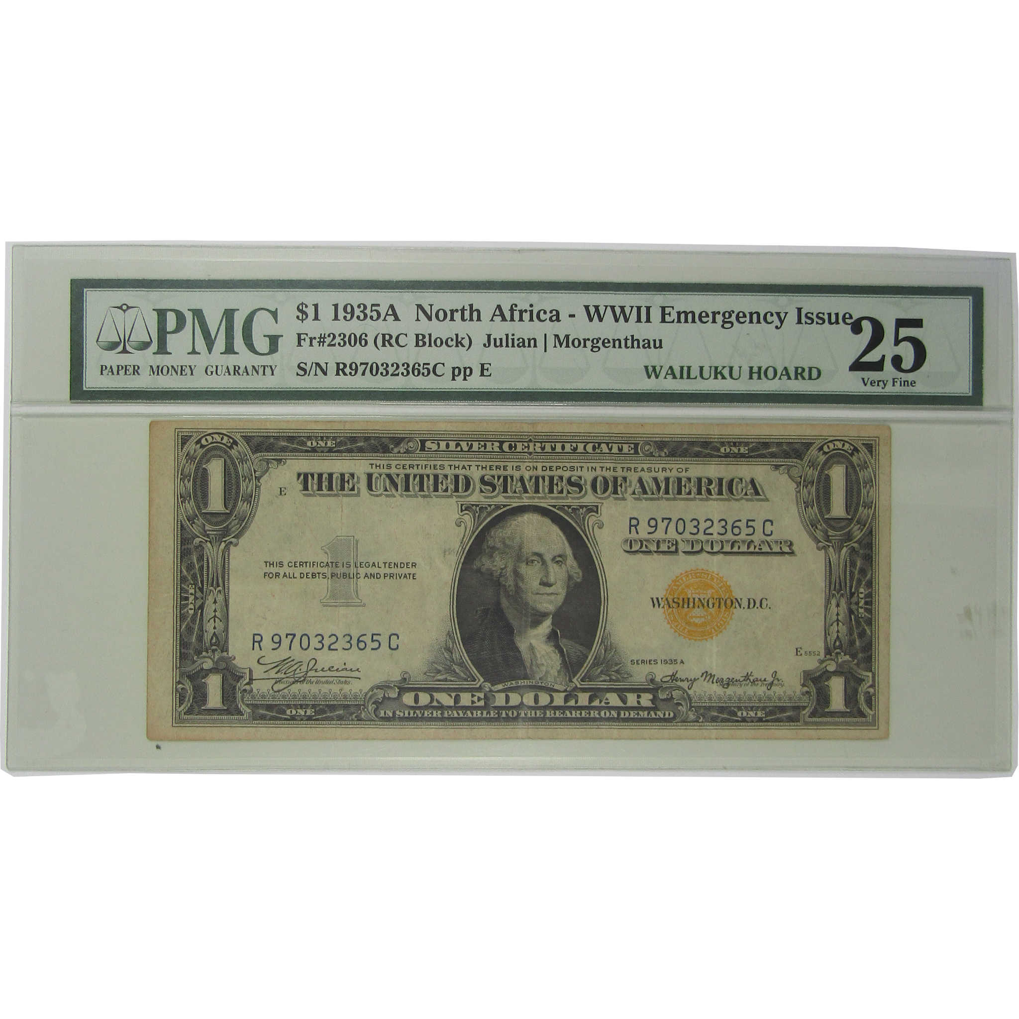 1935 A $1 Silver Certificate North Africa WWII Fr 2306 VF 25 PMG
