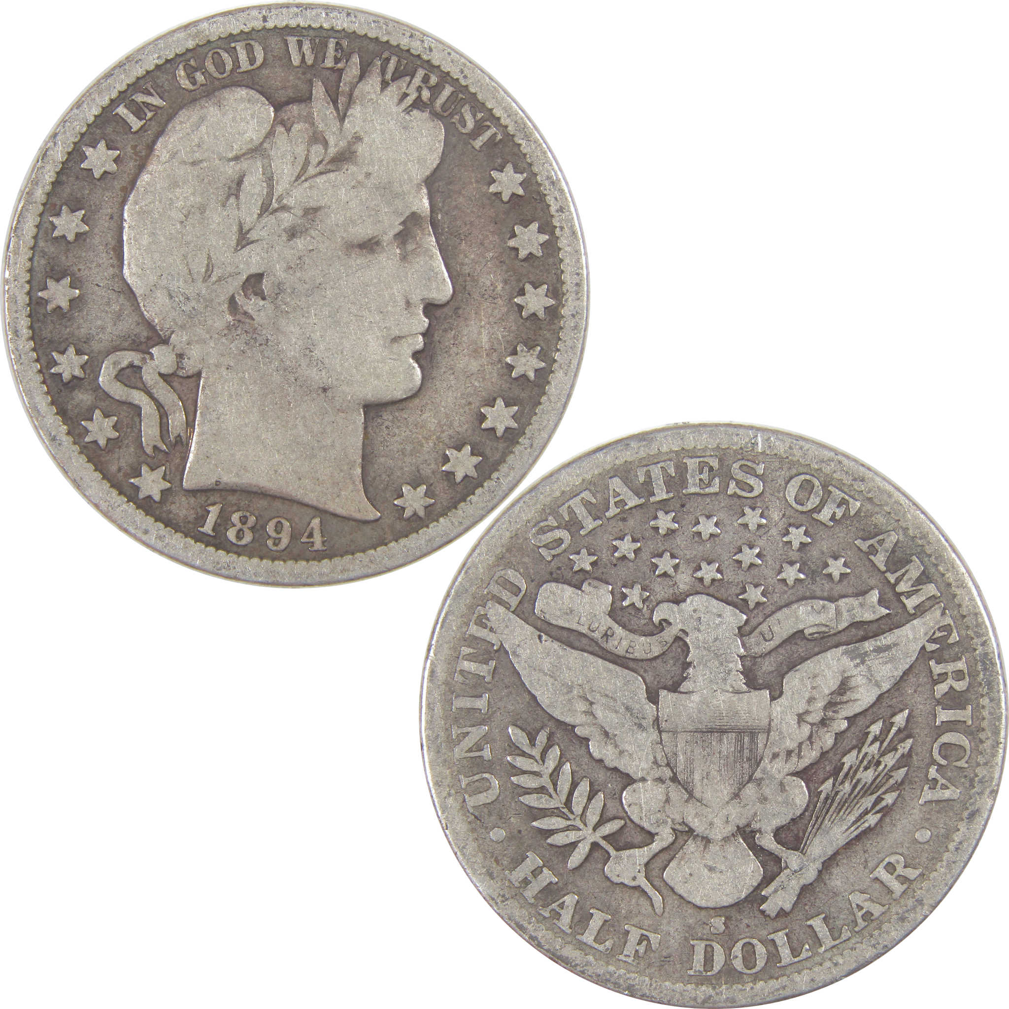 1894 S Barber Half Dollar VG Very Good Silver 50c Coin SKU:I17137