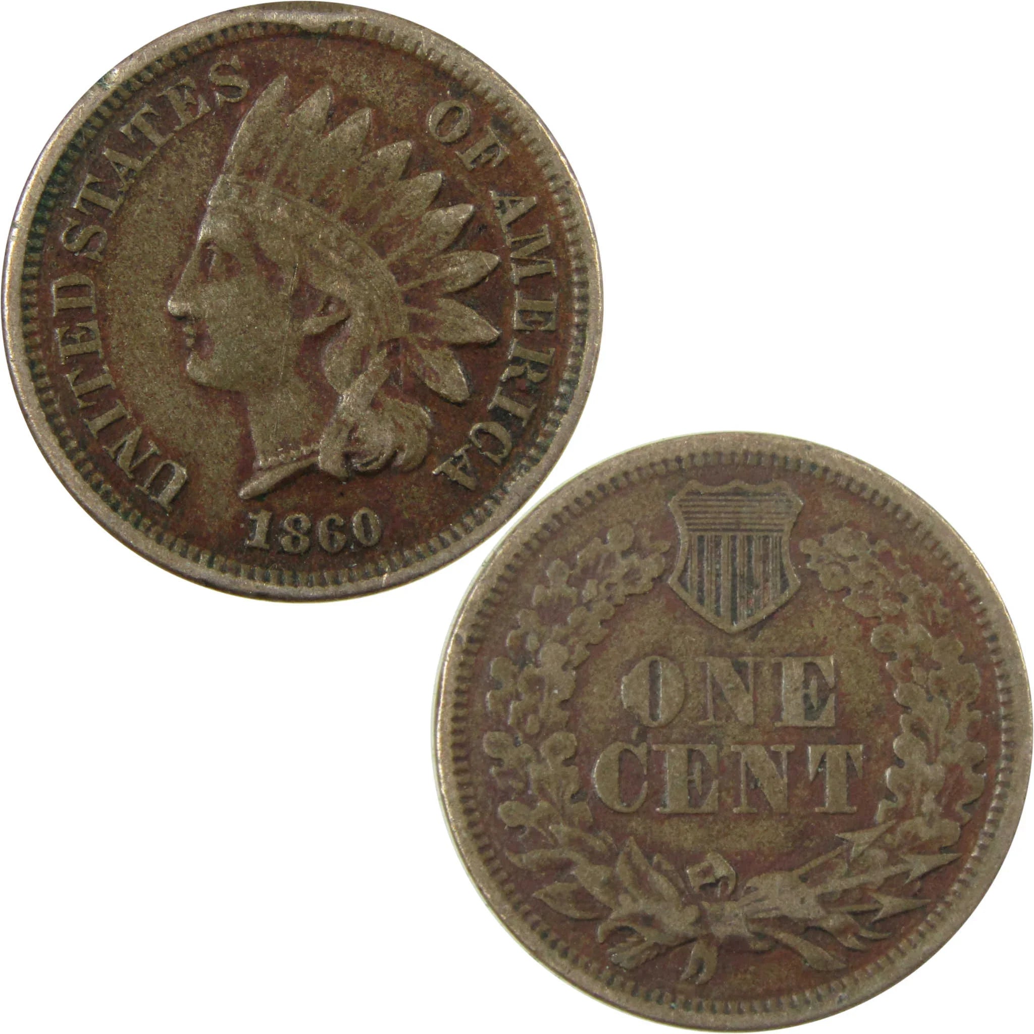 1860 Pointed Bust Indian Head Cent F Fine Details Penny SKU:CP1161