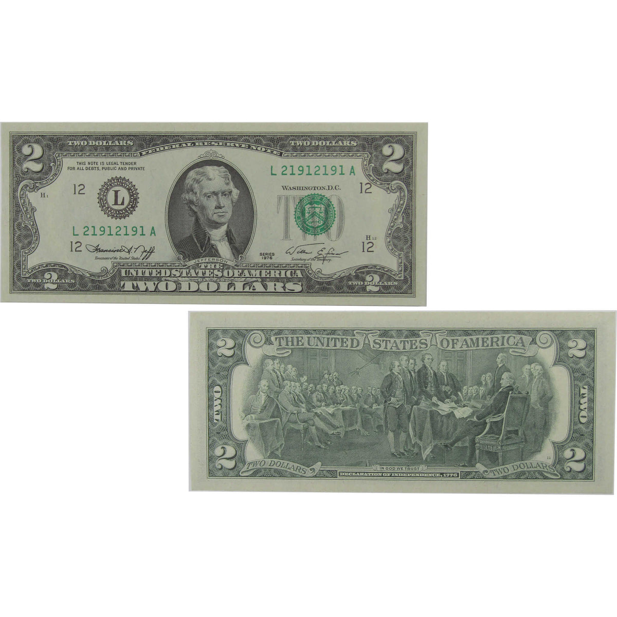 1976 $2 Federal Reserve Repeater Note CCU Choice Crisp Uncirculated