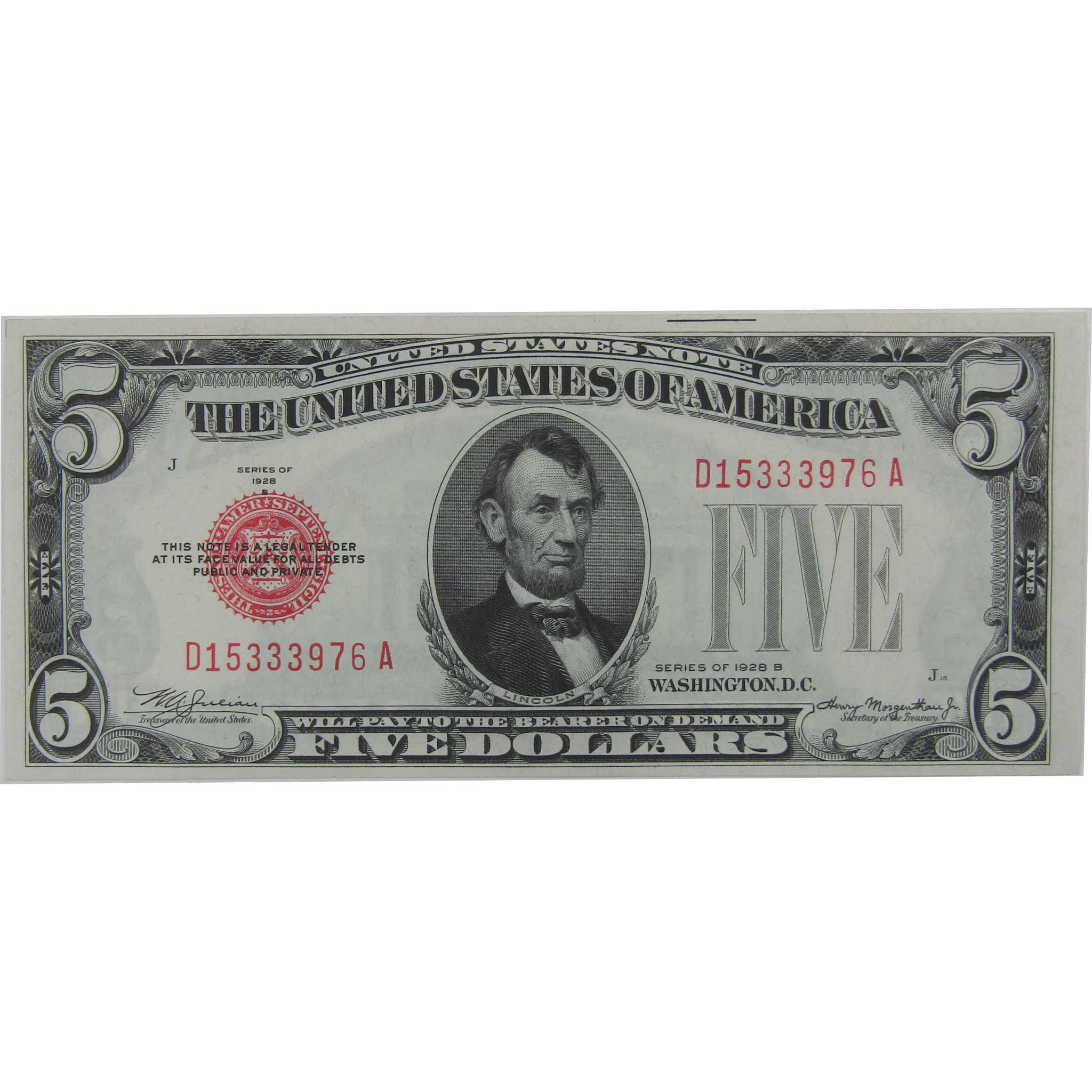 1928 B $5 Small Size Legal Tender Note CU Crisp Uncirculated Currency