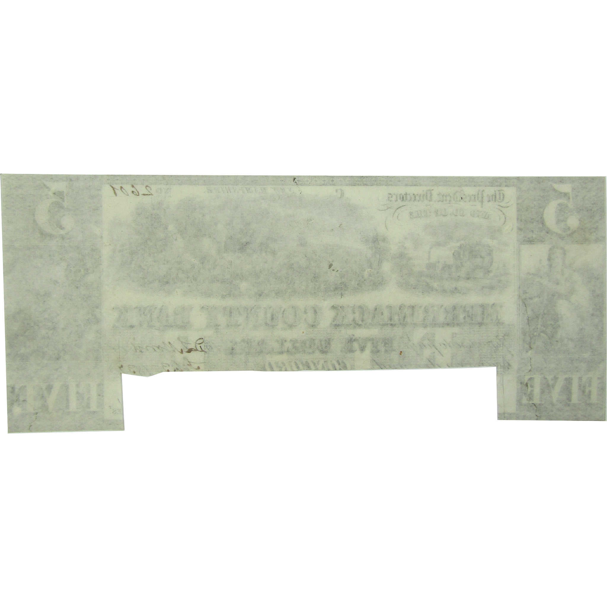 $5 Obsolete Note Merrimack County Bank NH Currency Cut Canceled