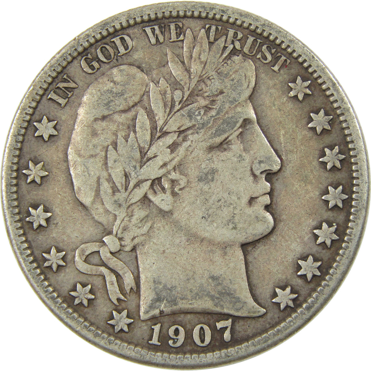 1907 O Barber Silver Half Dollar F Fine 50c Coin Collectible
