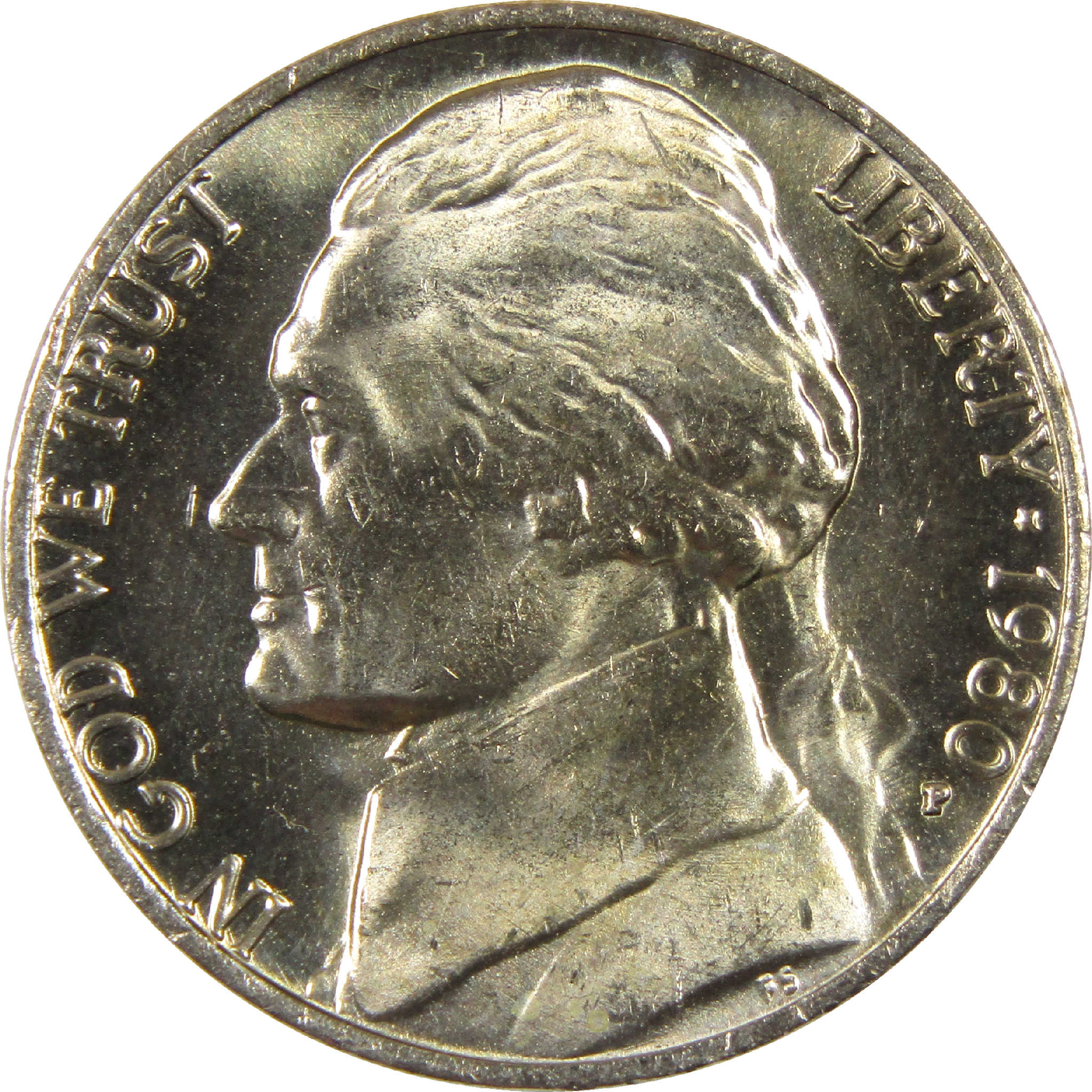 1980 P Jefferson Nickel BU Uncirculated 5c Coin