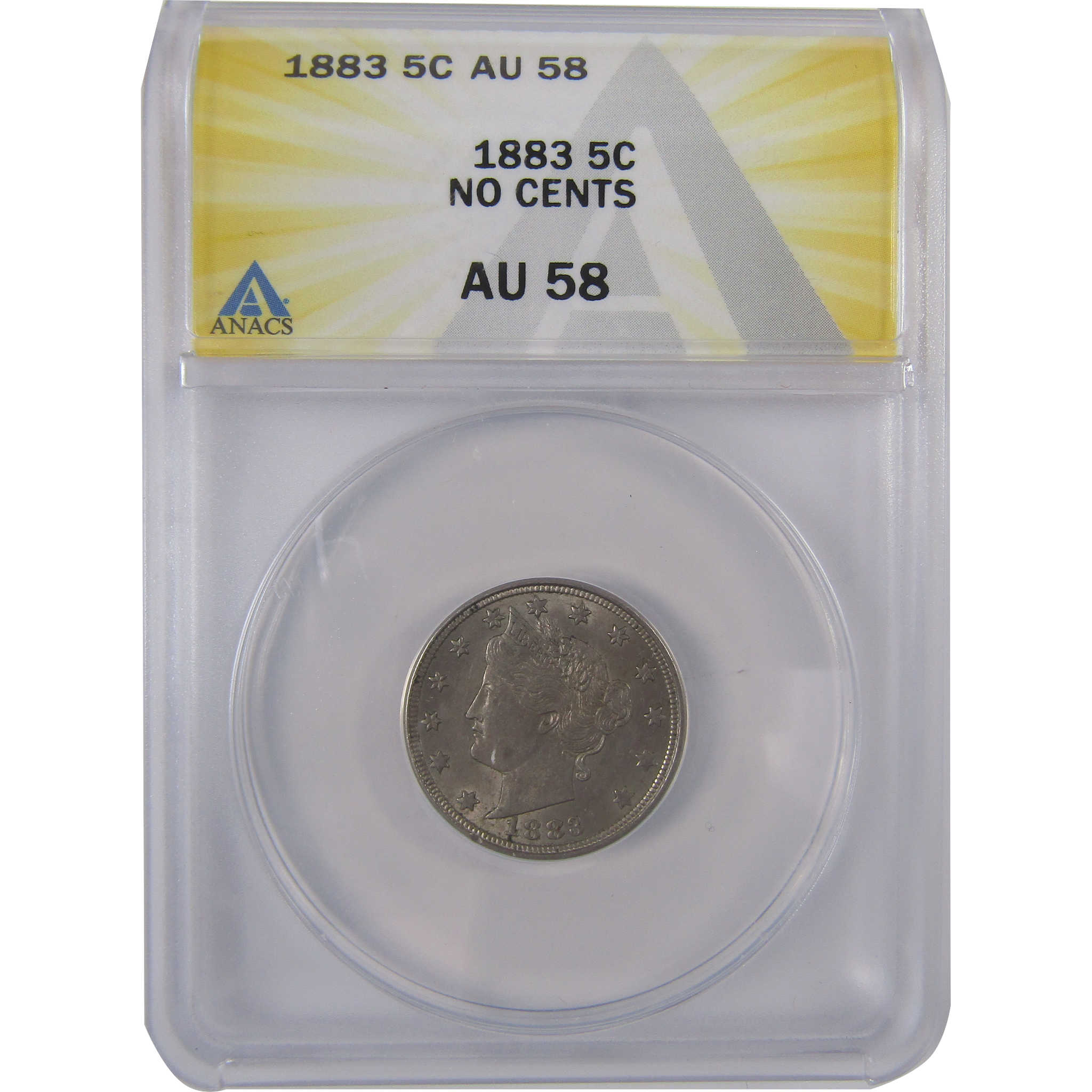 1883 No Cents Liberty Head V Nickel AU 58 ANACS 5c Coin SKU:I17498