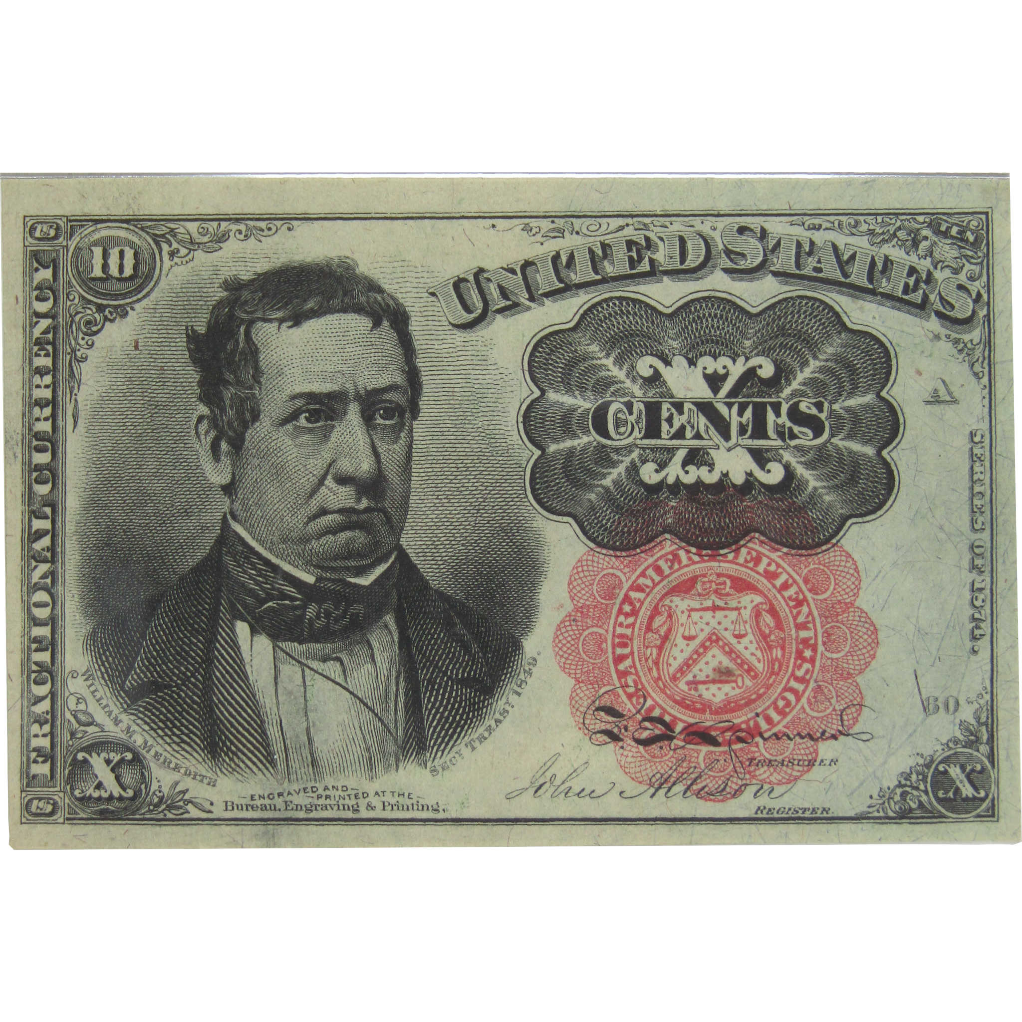 10c Fractional Note Fifth Issue Fr 1265 Choice Uncirculated 63 EPQ PMG