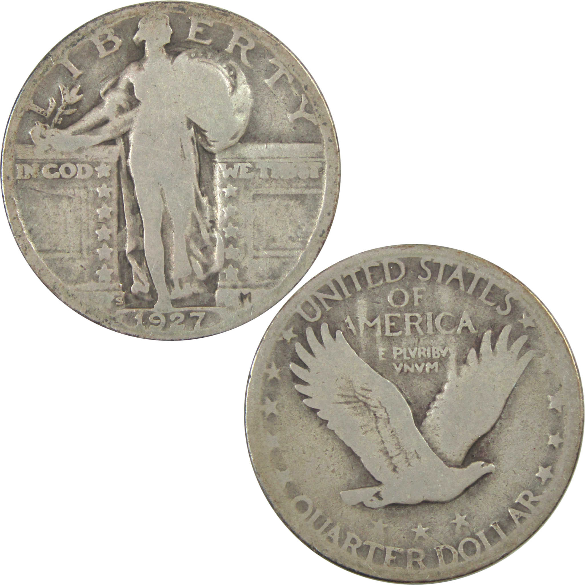 1927 S Standing Liberty Quarter G Good Silver 25c Coin SKU:I15313