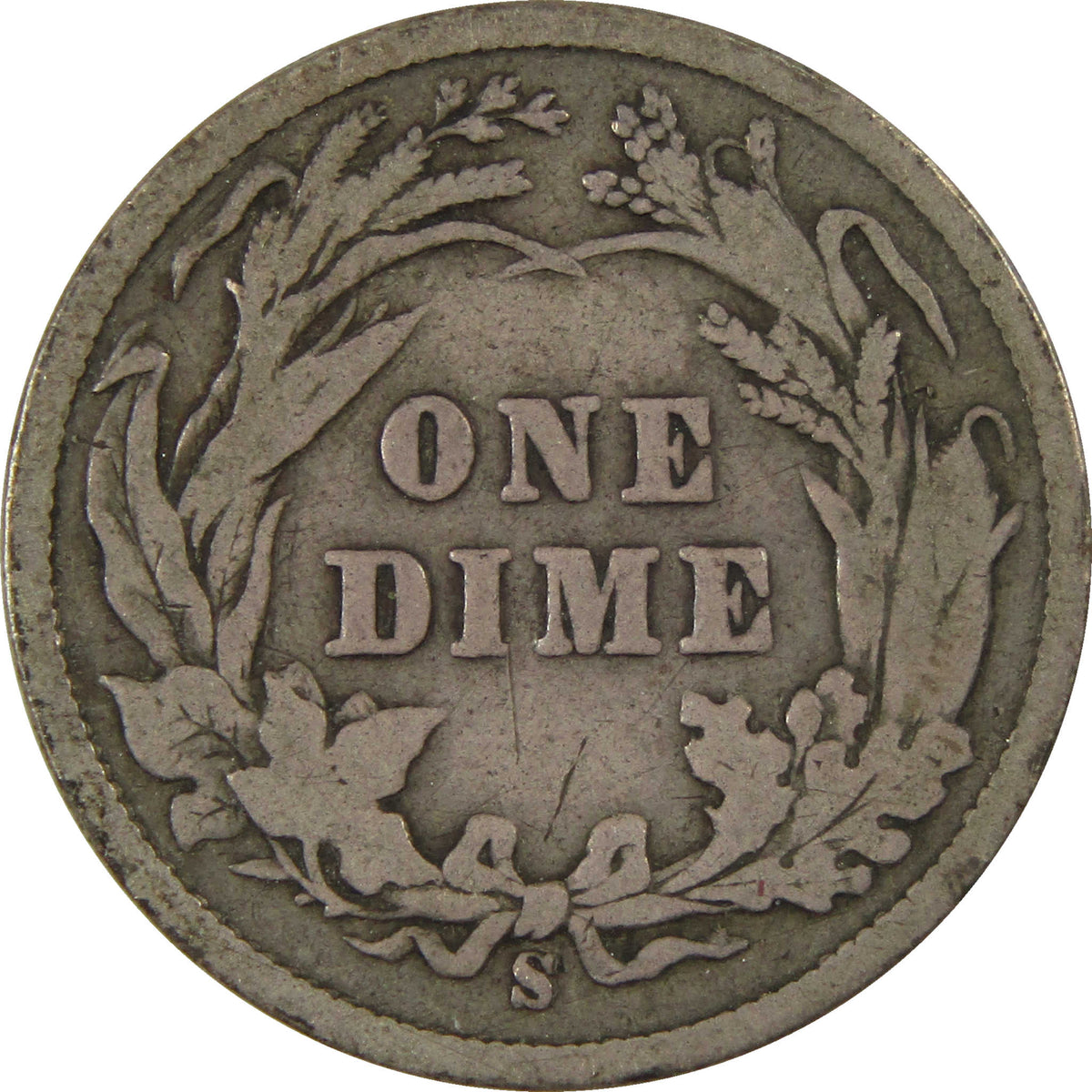 1899 S Barber Silver Dime G Good 10c Coin Collectible SKU:I28633