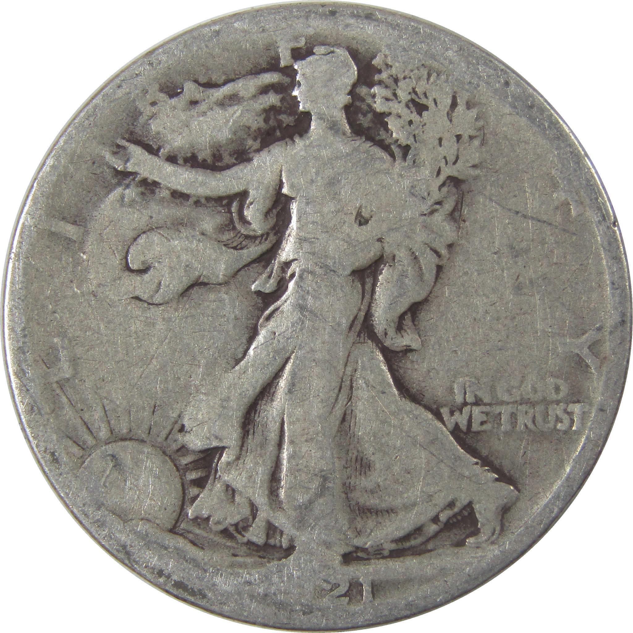 1921 S Liberty Walking Silver Half Dollar AG About Good SKU:I25326