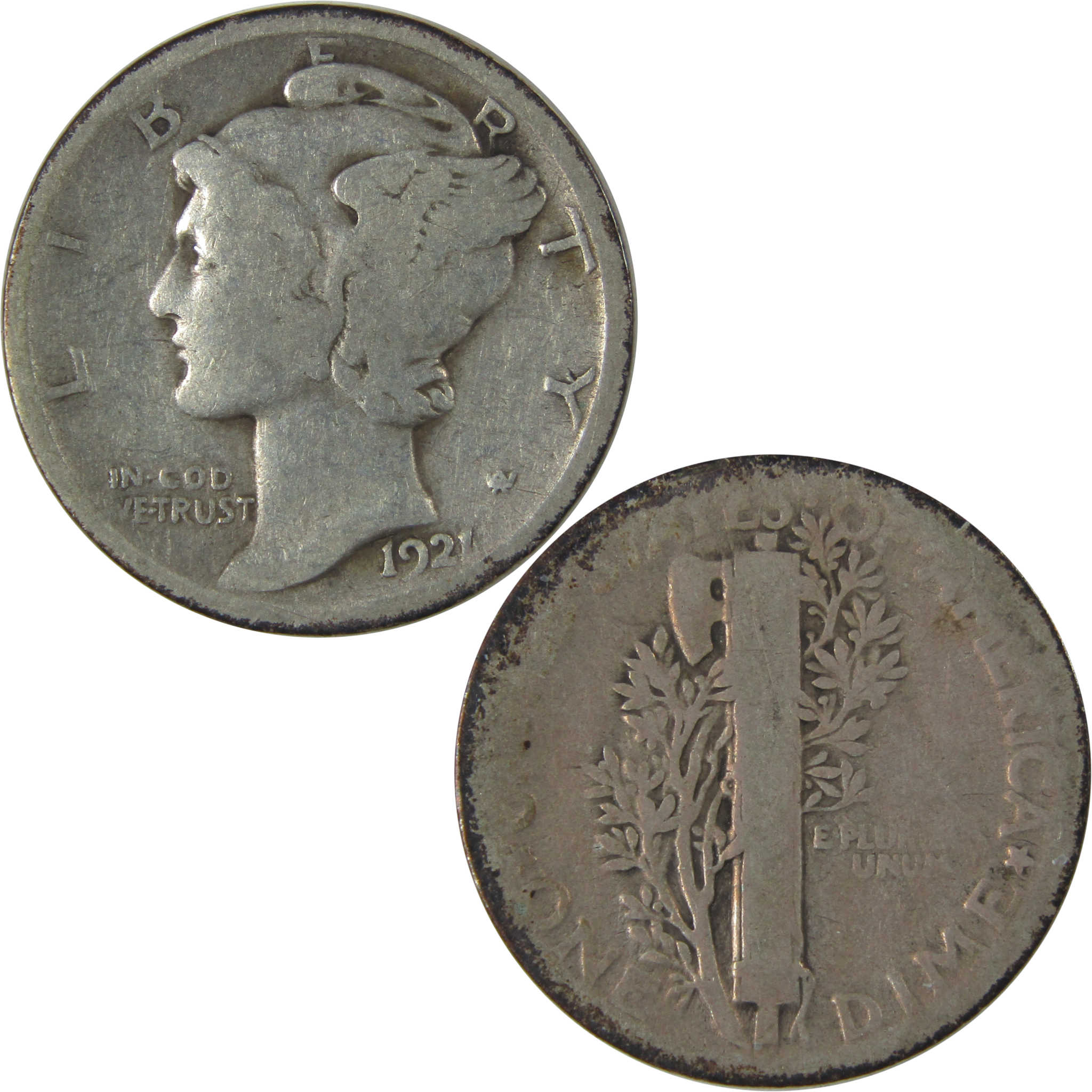 1921 Mercury Dime G Good Silver 10c Coin SKU:I22754