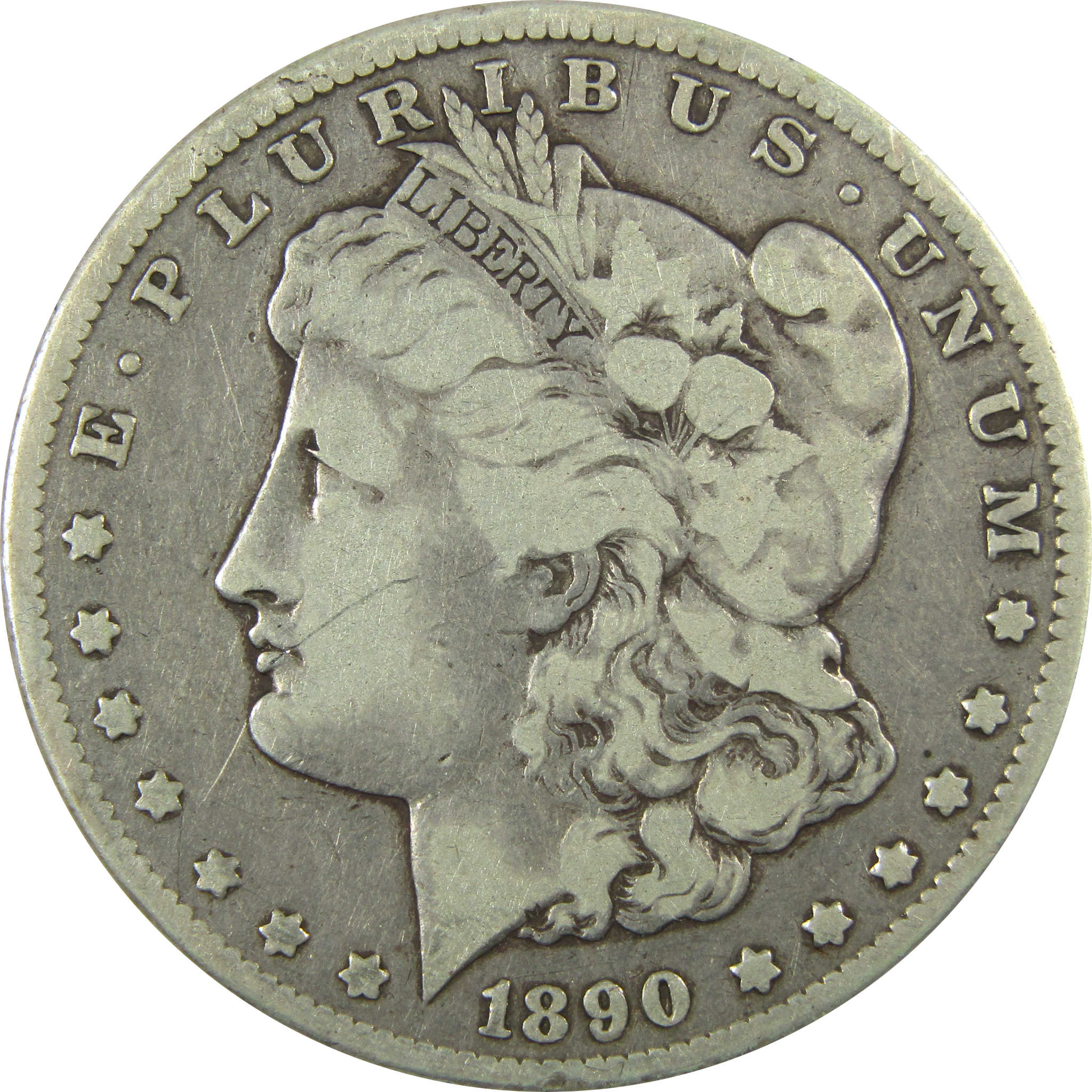 1890 CC Tail Bar Morgan Silver Dollar F Fine $1 Coin SKU:CP1356 - Morgan coin - Morgan silver dollar - Morgan silver dollar for sale - Profile Coins &amp; Collectibles