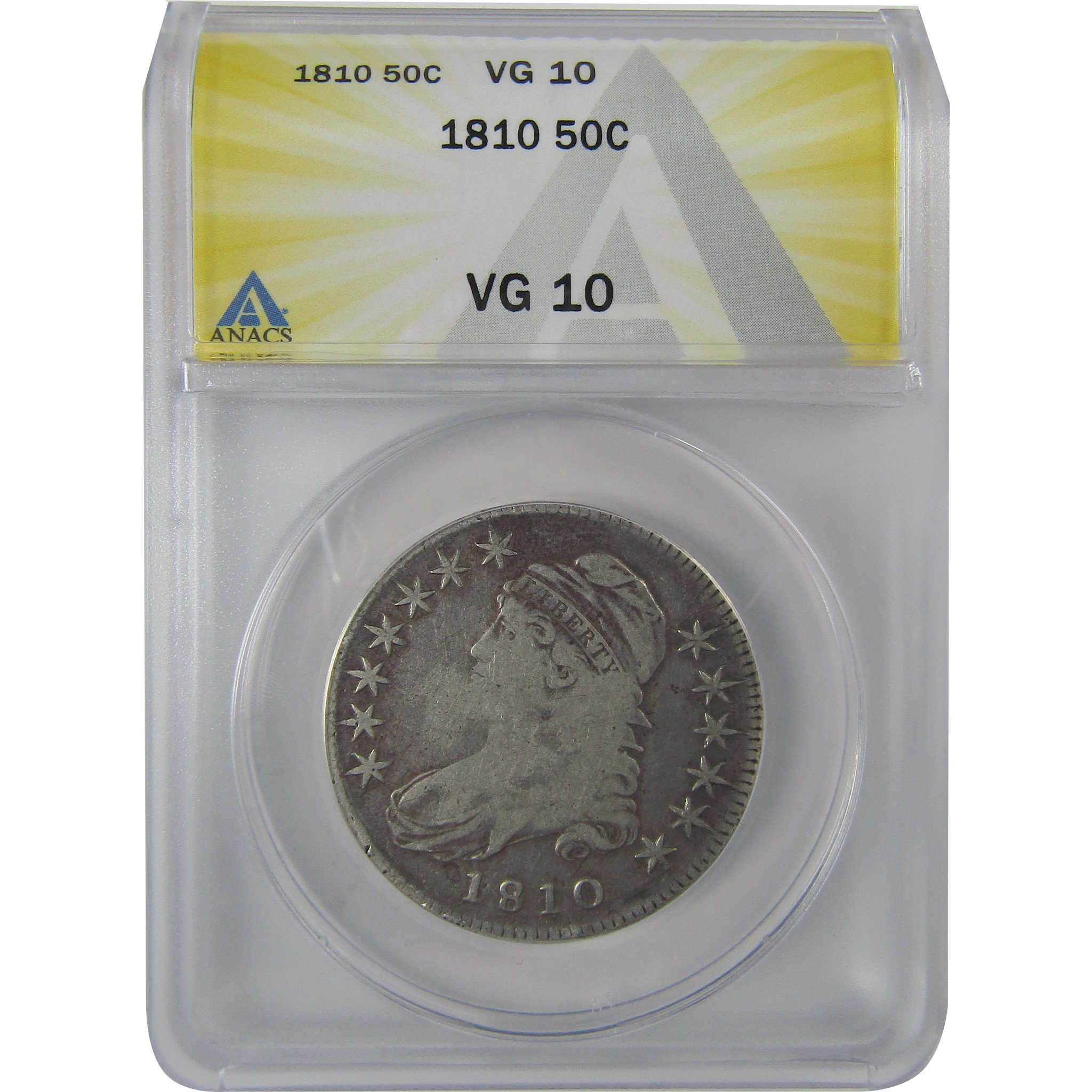1810 Capped Bust Half Dollar VG 10 ANACS Silver 50c Coin SKU:CPC1155