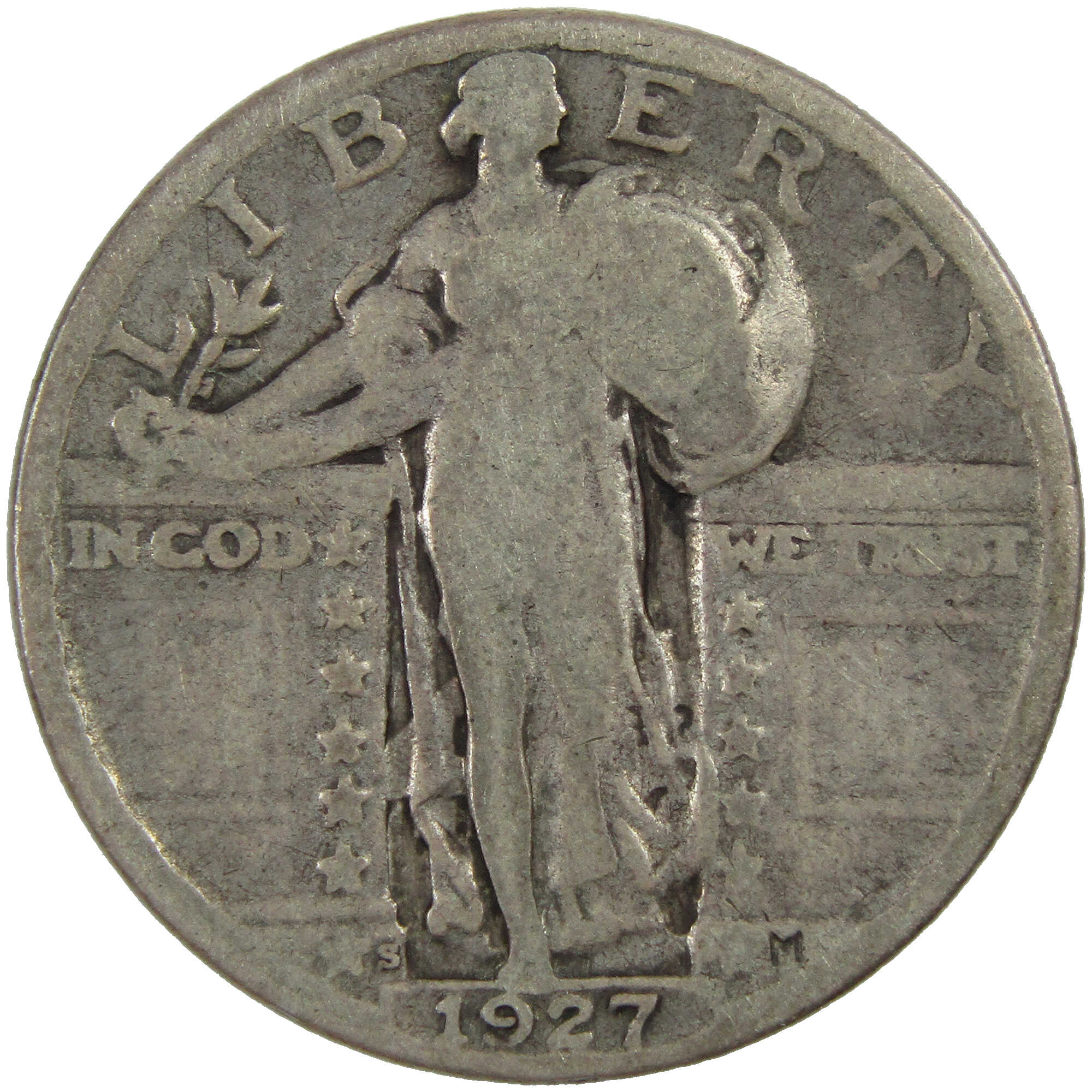 1927 S Standing Liberty Quarter G/VG Good Very Good Silver SKU:I12943