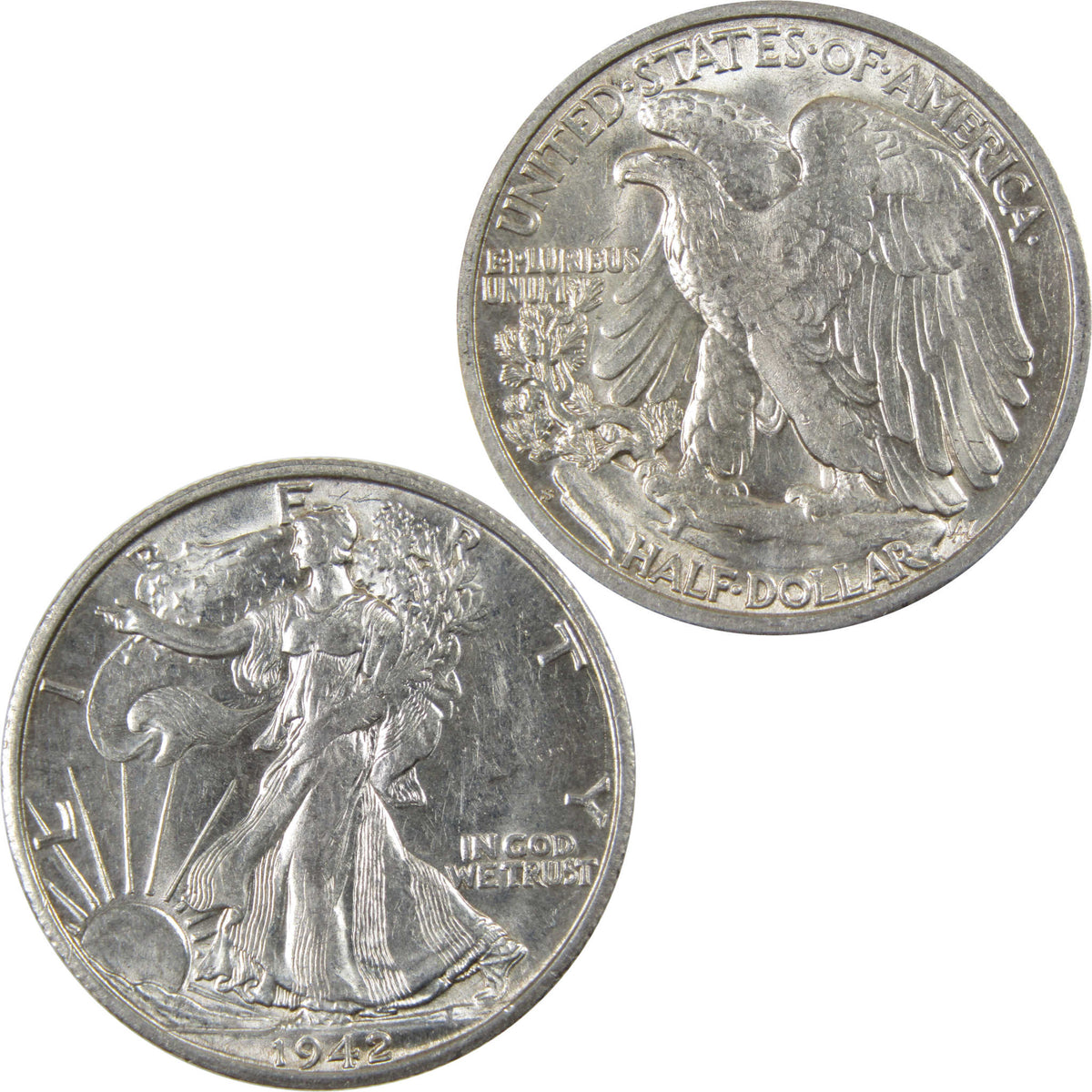 1942 S Liberty Walking Silver 50c Borderline Uncirculated SKU:I28660