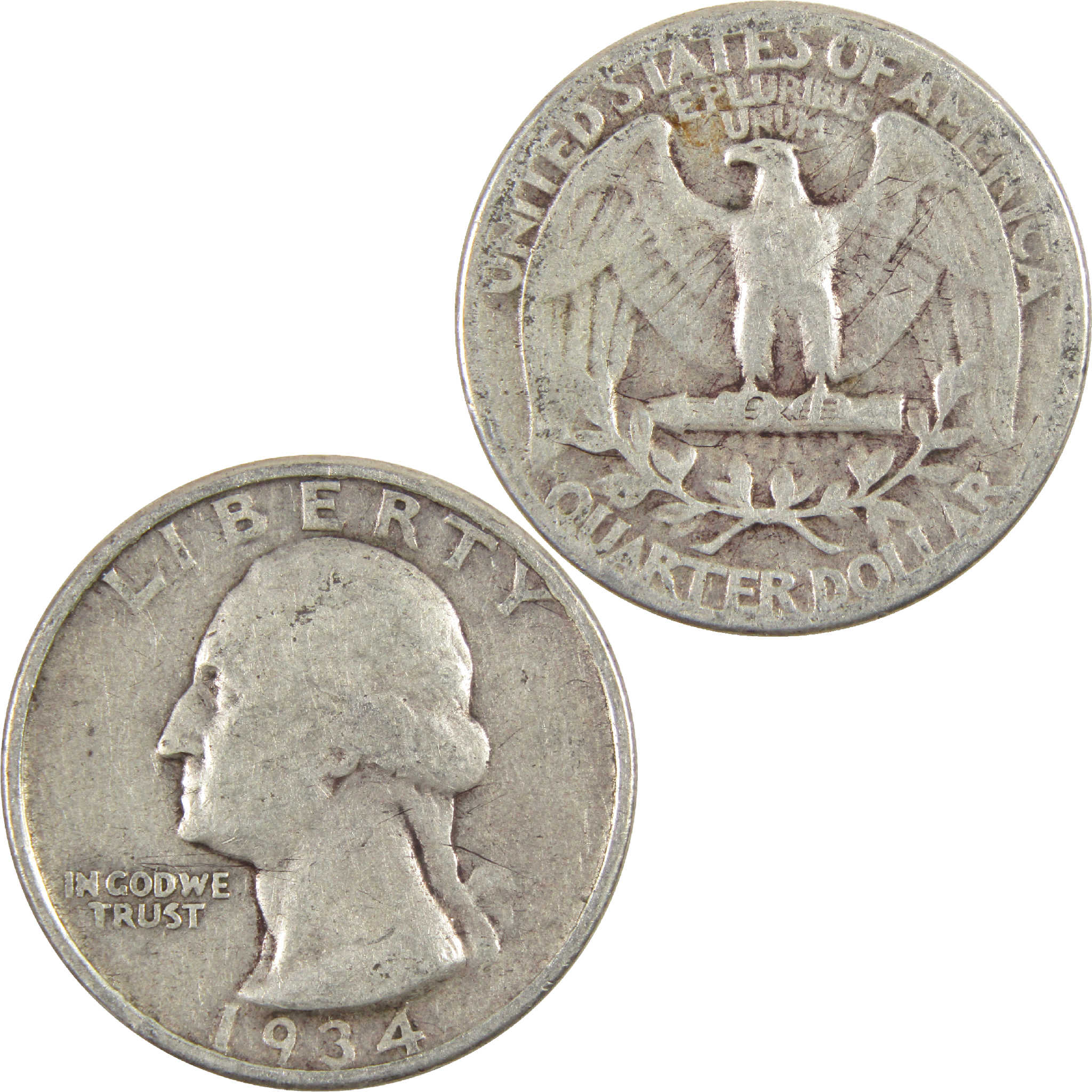1934 Medium Motto Washington Quarter VG Very Good Silver 25c Coin