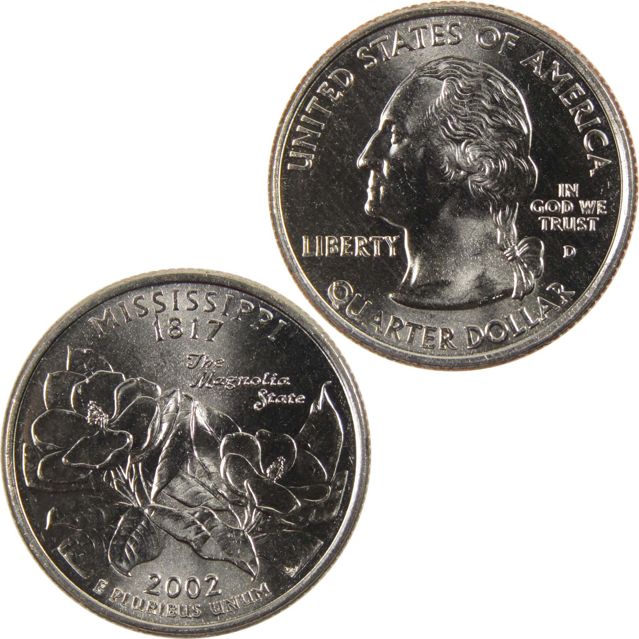 2002 D Mississippi State Quarter BU Uncirculated Clad 25c Coin