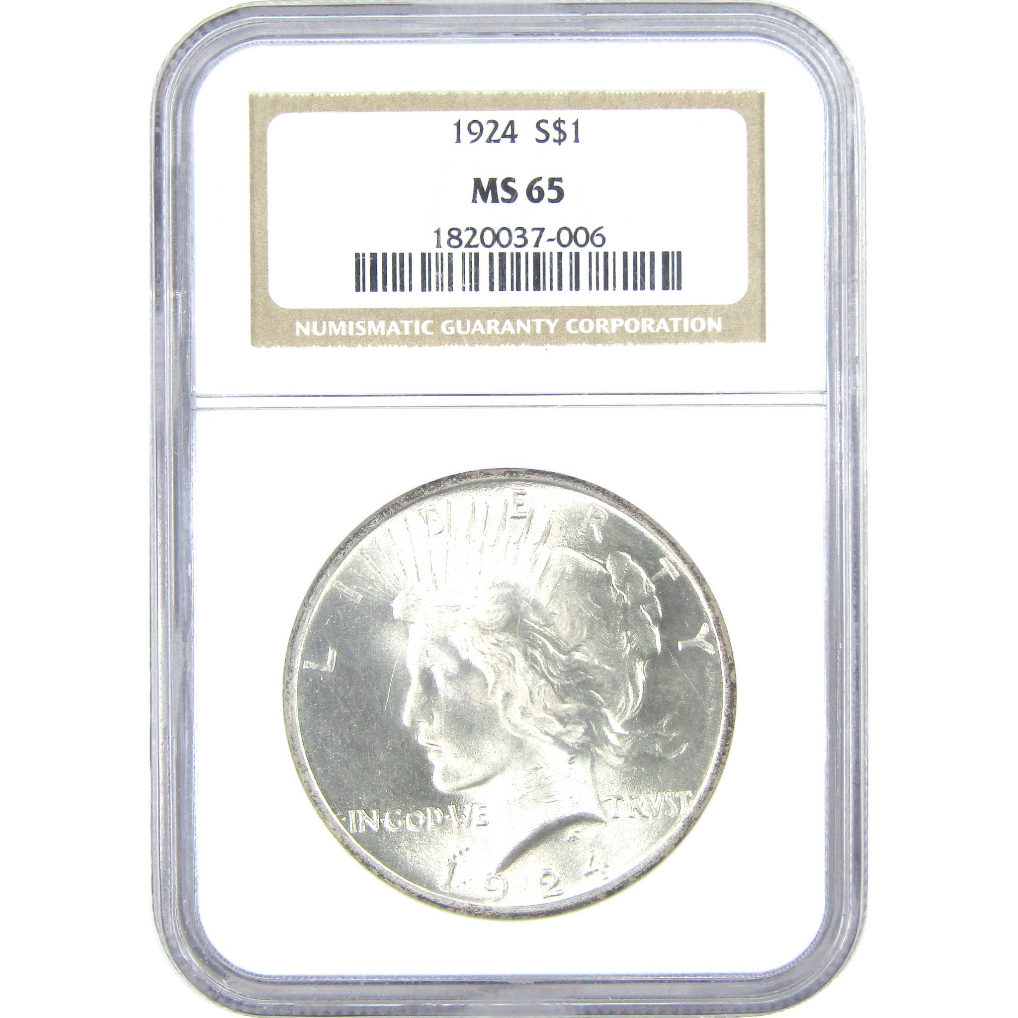 1924 Peace Dollar MS 65 NGC Silver $1 Uncirculated Coin