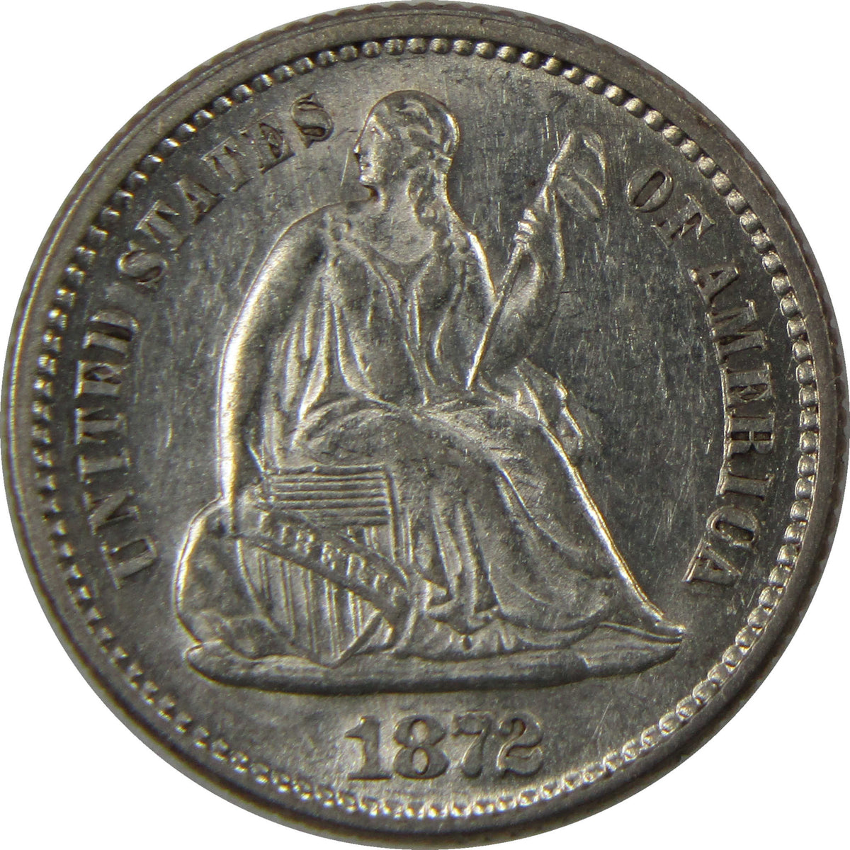 1872 Seated Liberty Silver Half Dime CH AU Choice About Uncirculated