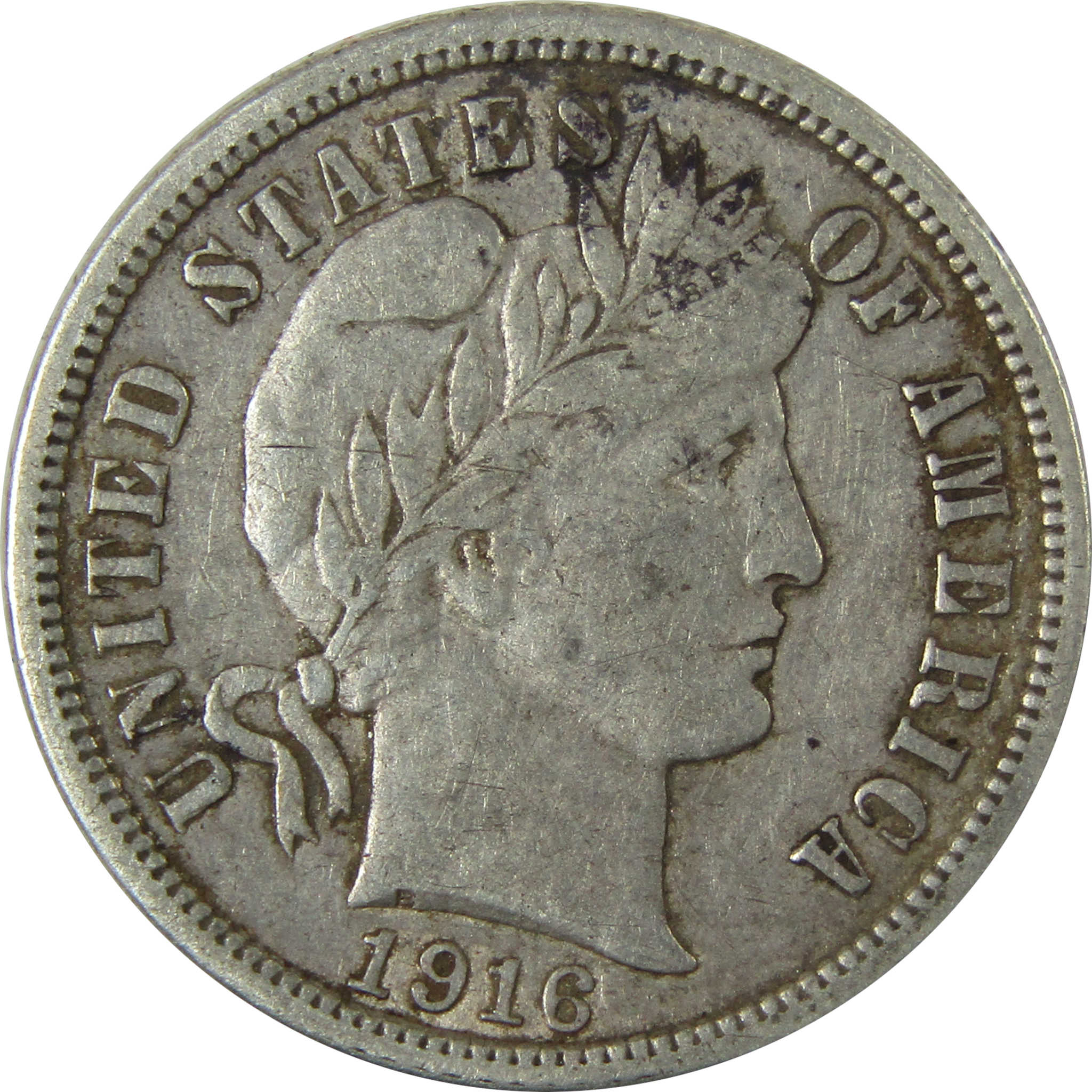 1916 Barber Silver Dime VF Very Fine Details 10c Coin SKU:CP989