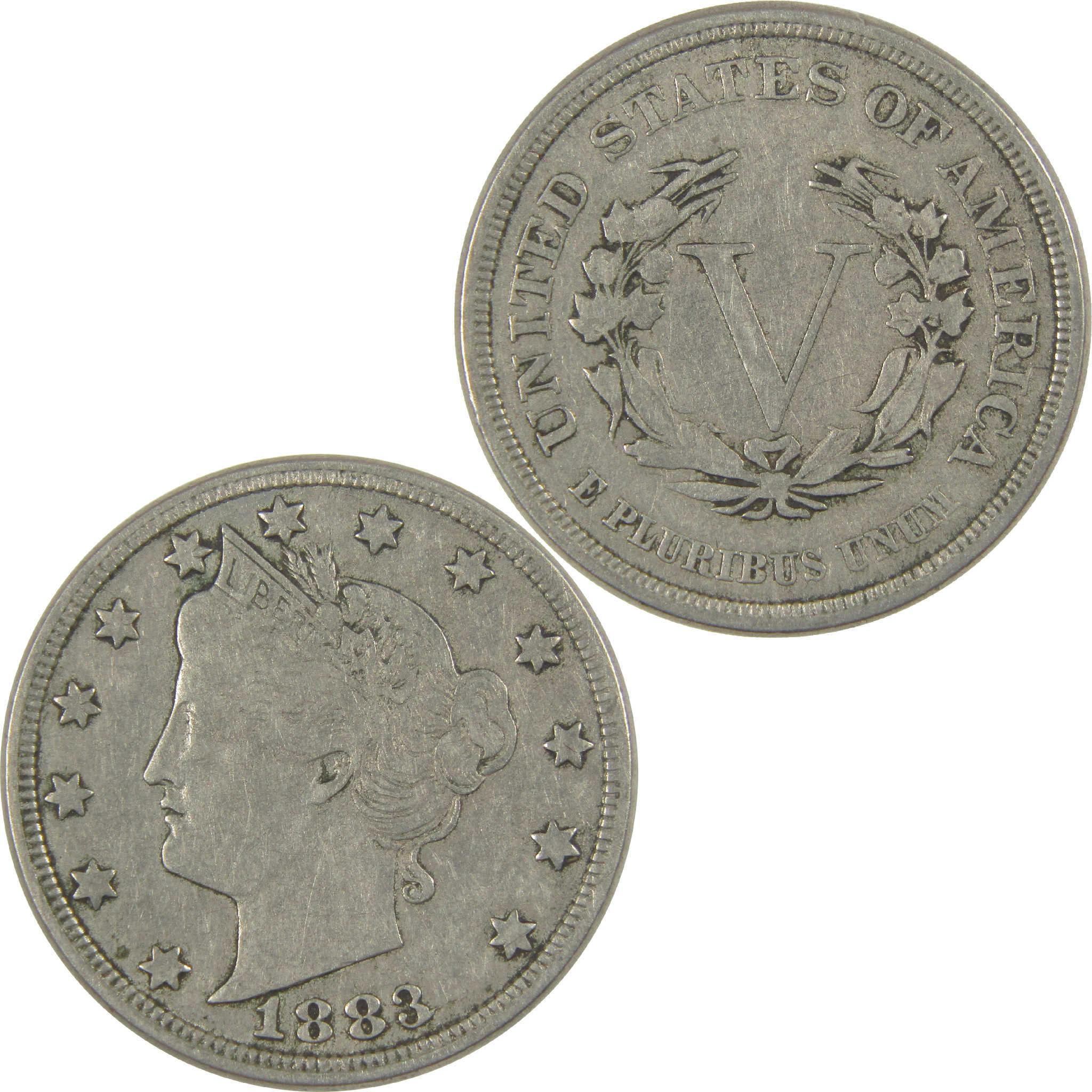 1883 No Cents Liberty Head V Nickel VF Very Fine 5c Coin