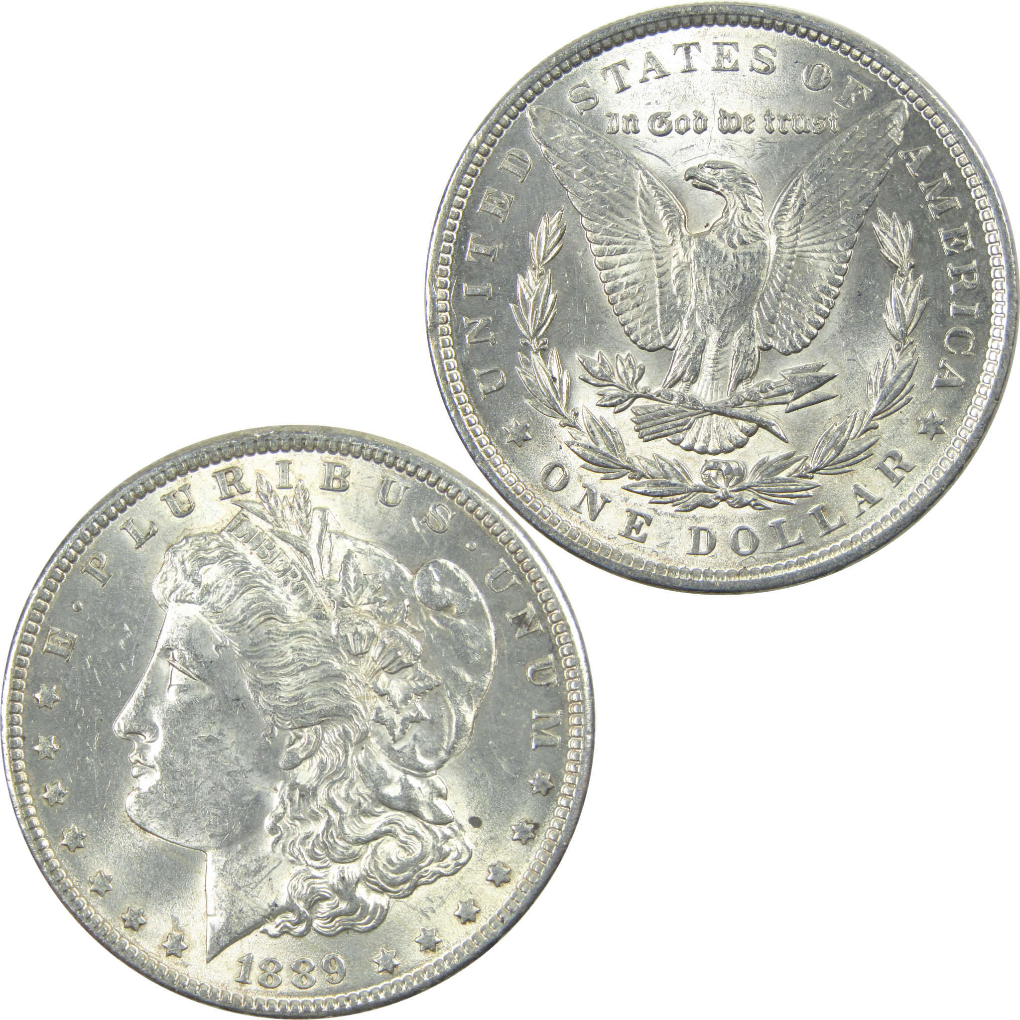 1889 Morgan Dollar AU About Uncirculated Silver $1 Coin SKU:I15409 - Morgan coin - Morgan silver dollar - Morgan silver dollar for sale - Profile Coins &amp; Collectibles