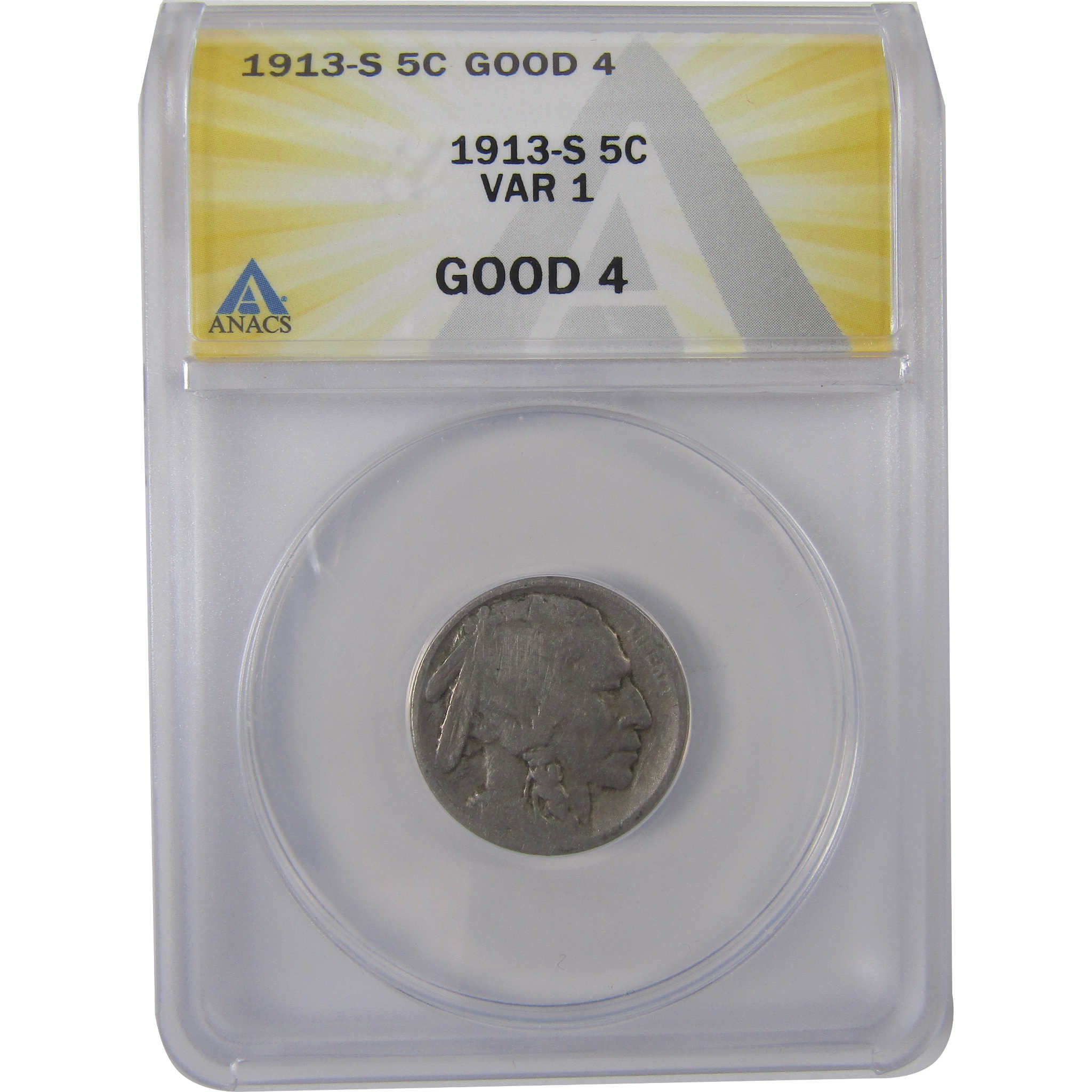 1913 S Type 1 Indian Head Buffalo Nickel G 4 ANACS 5c Coin SKU:I17512