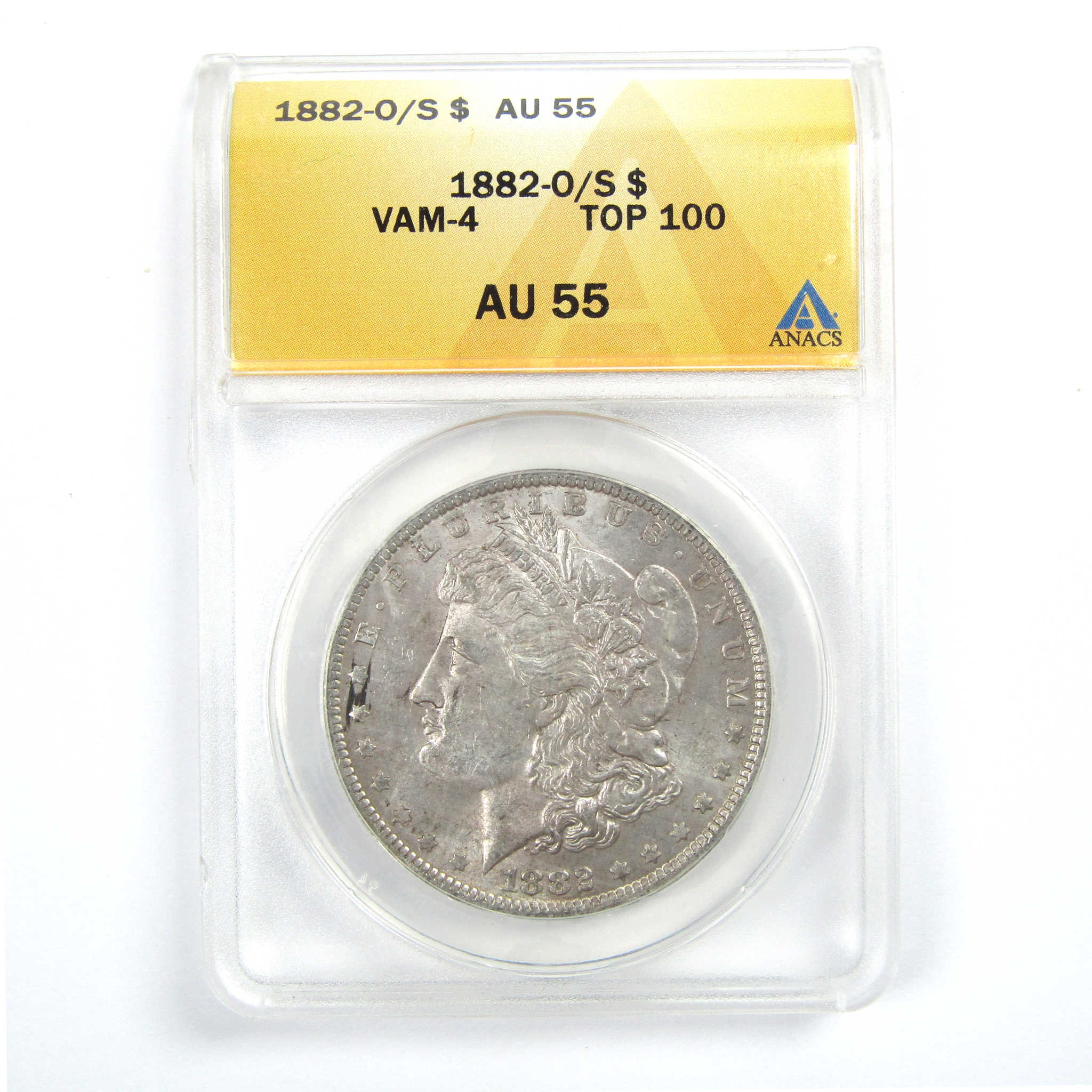 1882 O/S Morgan Dollar AU 55 ANACS Silver $1 Coin SKU:CPC6855 - Morgan coin - Morgan silver dollar - Morgan silver dollar for sale - Profile Coins &amp; Collectibles