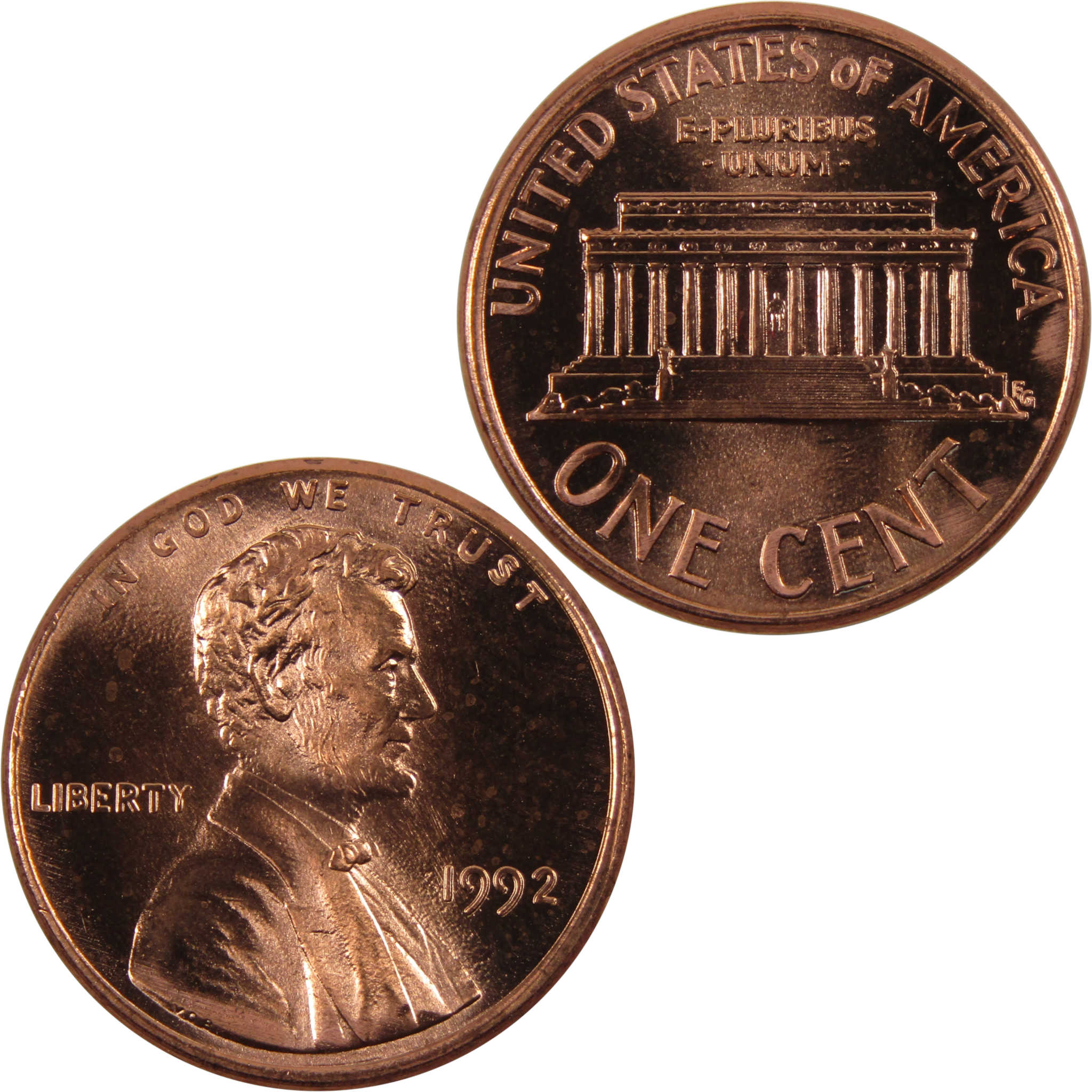 1992 Lincoln Memorial Cent BU Uncirculated Penny 1c Coin